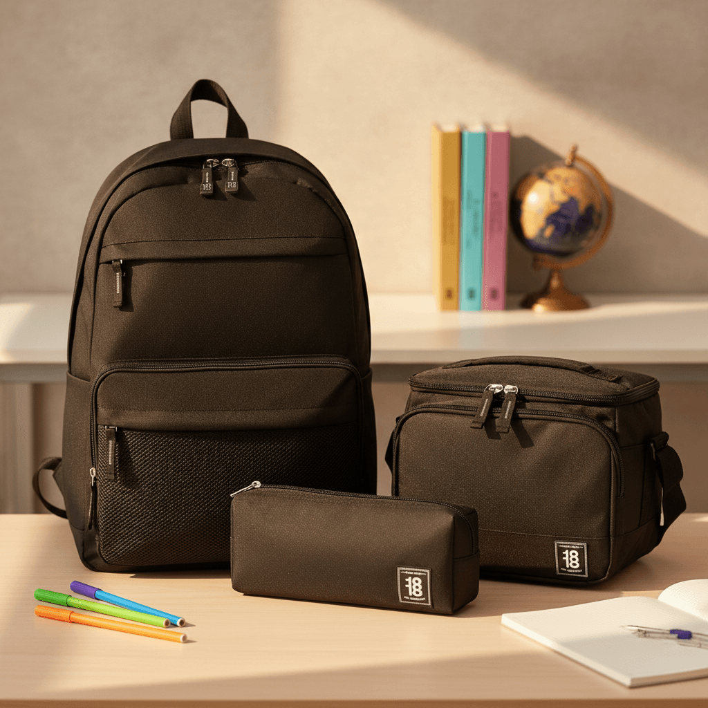 Kit Escolar 1818 by Chenson (Mochila + Lonchera) Negro Juvenil - Modelo 1865731, modelo 1865731-3-KC2O
