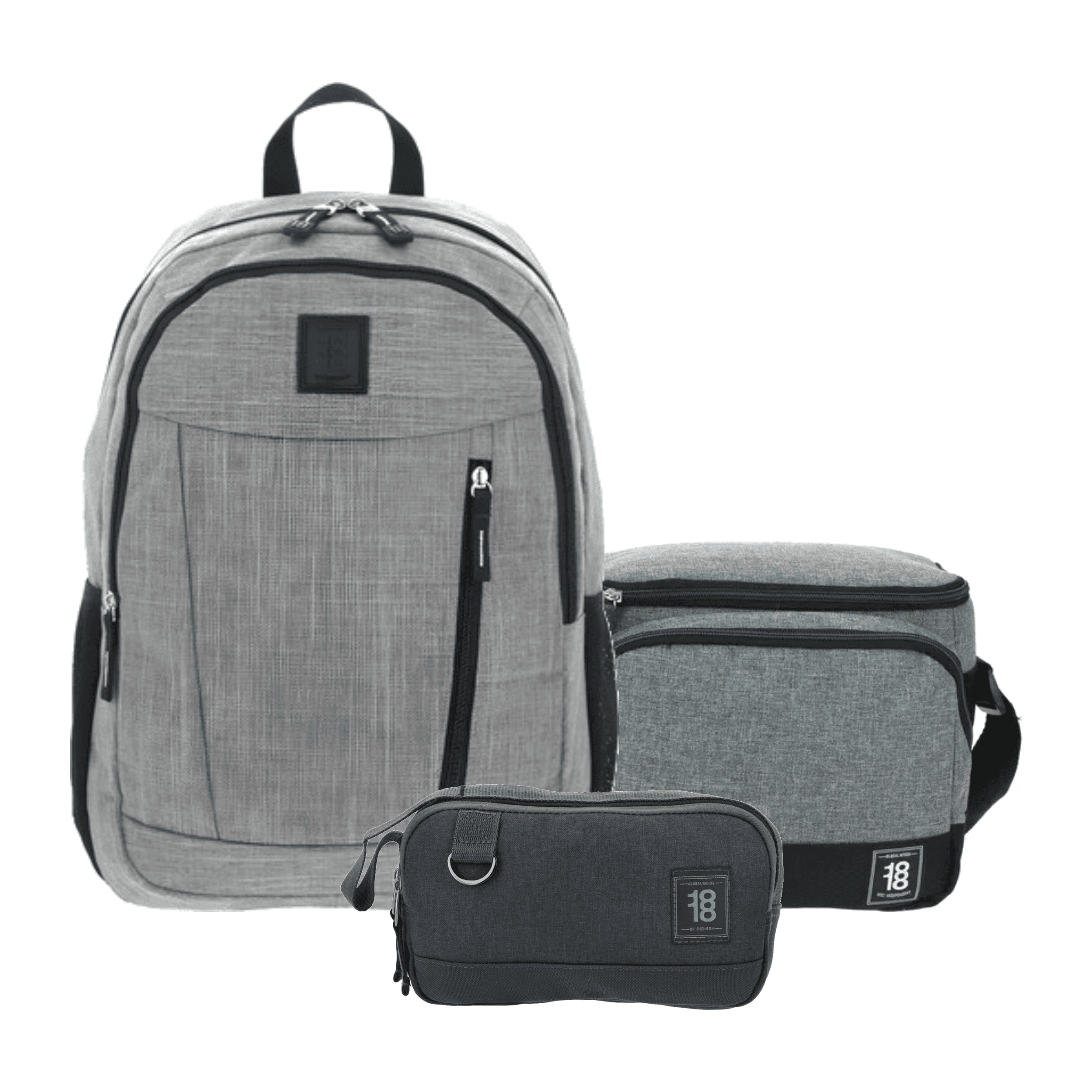 Kit Escolar 1818 by Chenson (Mochila + Lonchera + Lapicera) Gris Juvenil - Modelo 1865936, modelo 1865936-2-KC3