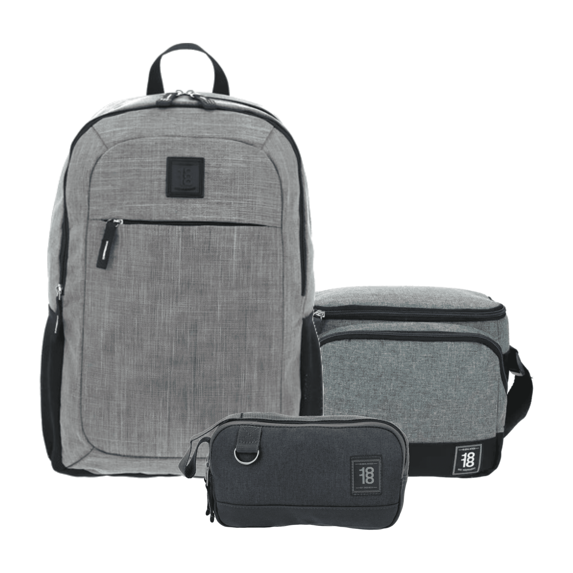 Kit Escolar 1818 by Chenson (Mochila + Lonchera + Lapicera) Gris Juvenil - Modelo 1865937, modelo 1865937-2-KC3