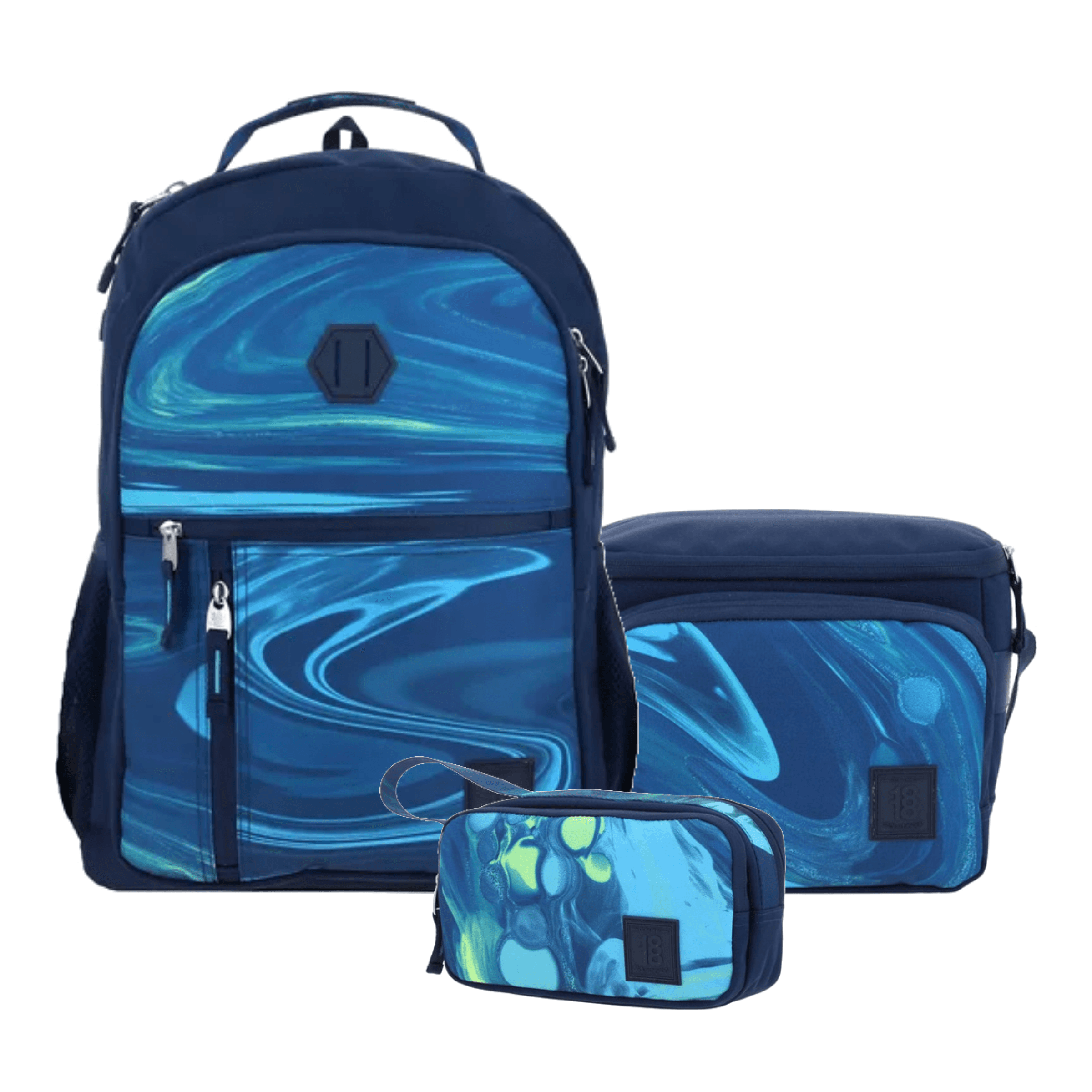 Kit Escolar 1818 by Chenson (Mochila + Lonchera + Lapicera) Azul Juvenil - Modelo 1866569, modelo 1866569-9-KC3