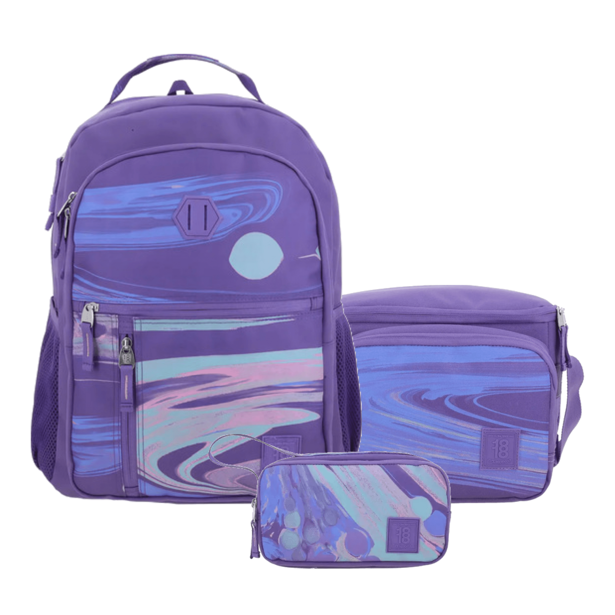 Kit Escolar 1818 by Chenson Mochila + Lonchera + Lapicera Violeta, modelo 1866569-V-KC3