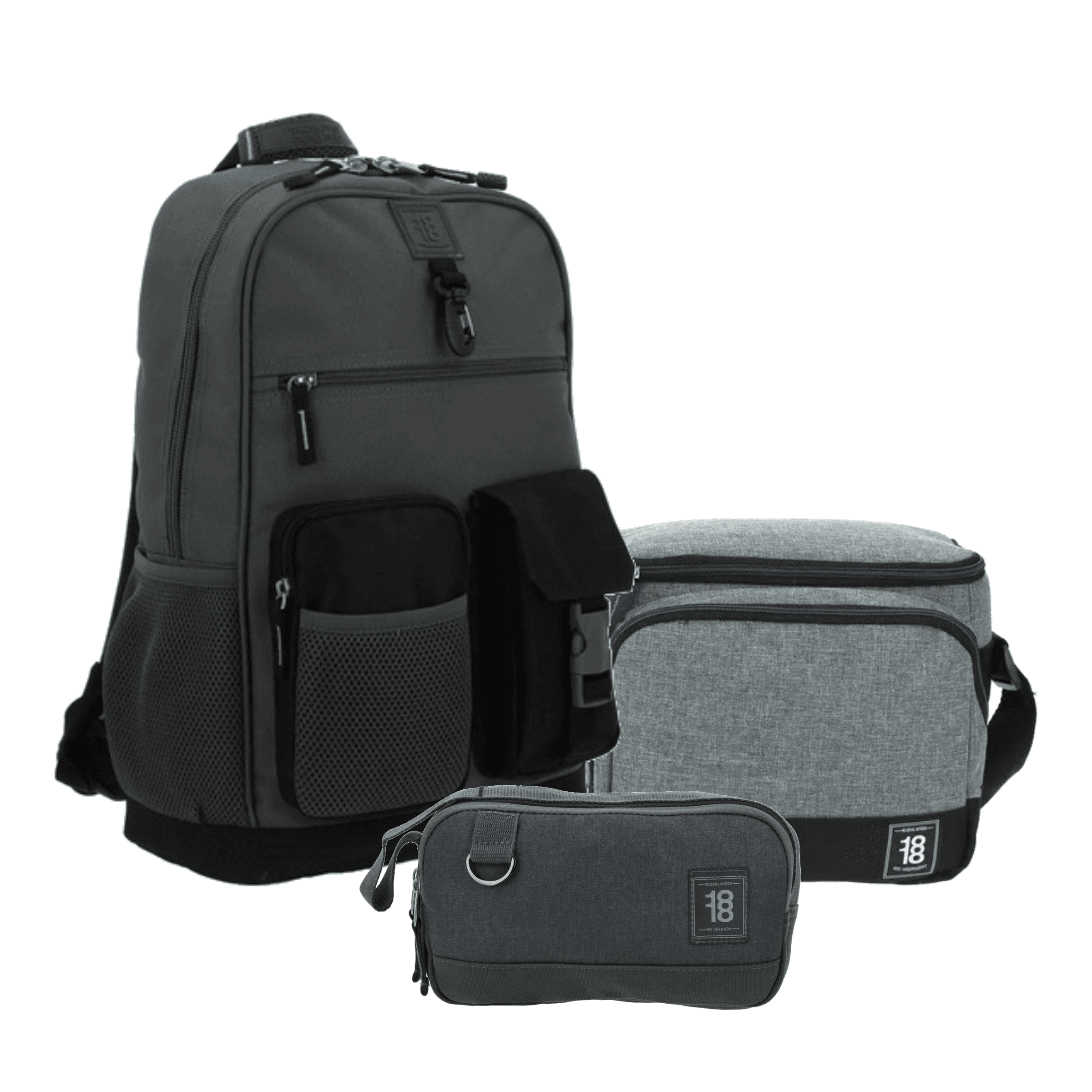 Kit Escolar 1818 by Chenson (Mochila + Lonchera + Lapicera) Gris Juvenil - Modelo 1870136, modelo 1870136-2-KC3