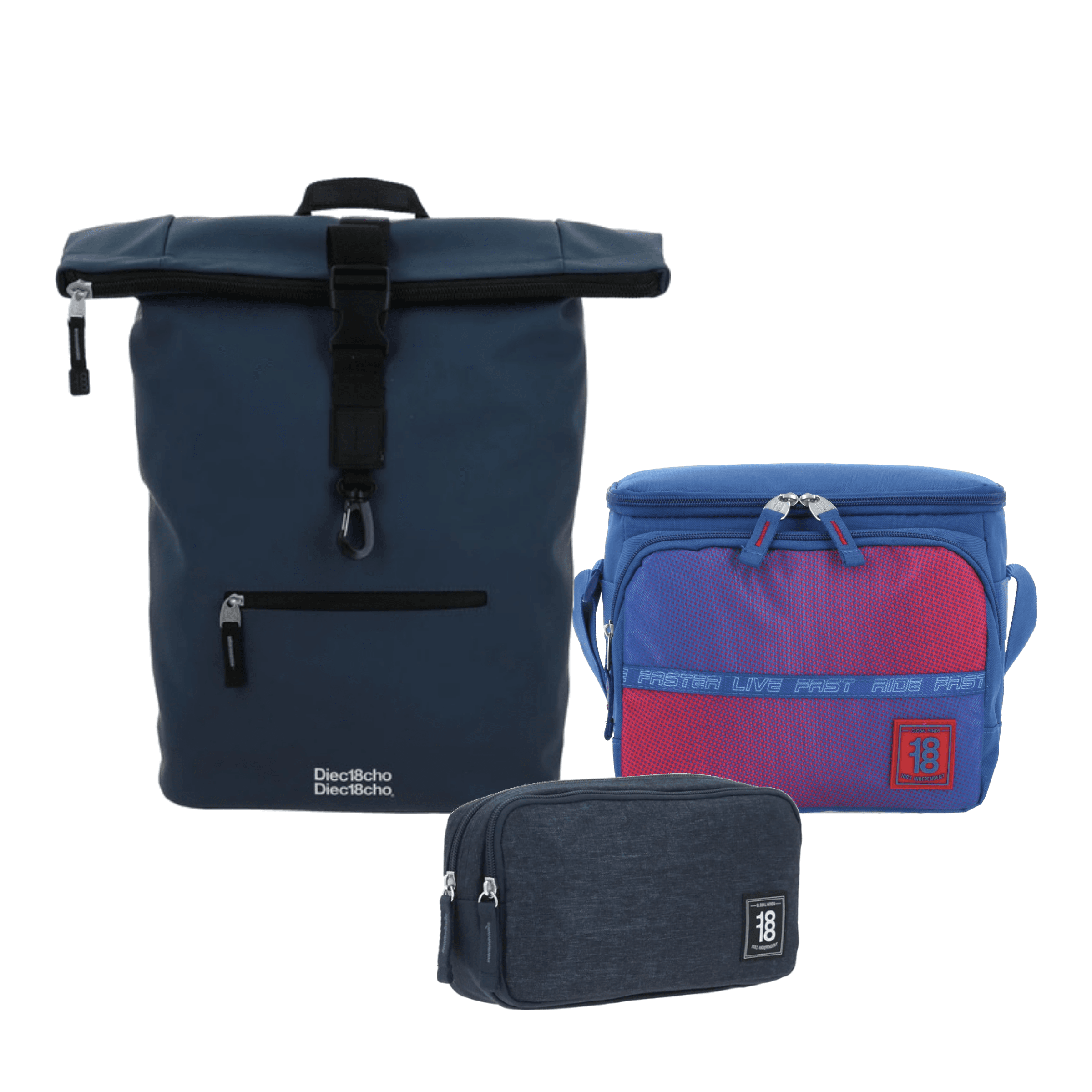 Kit Escolar 1818 by Chenson (Mochila + Lonchera + Lapicera) Azul Juvenil - Modelo 1870777, modelo 1870777-9-KC3
