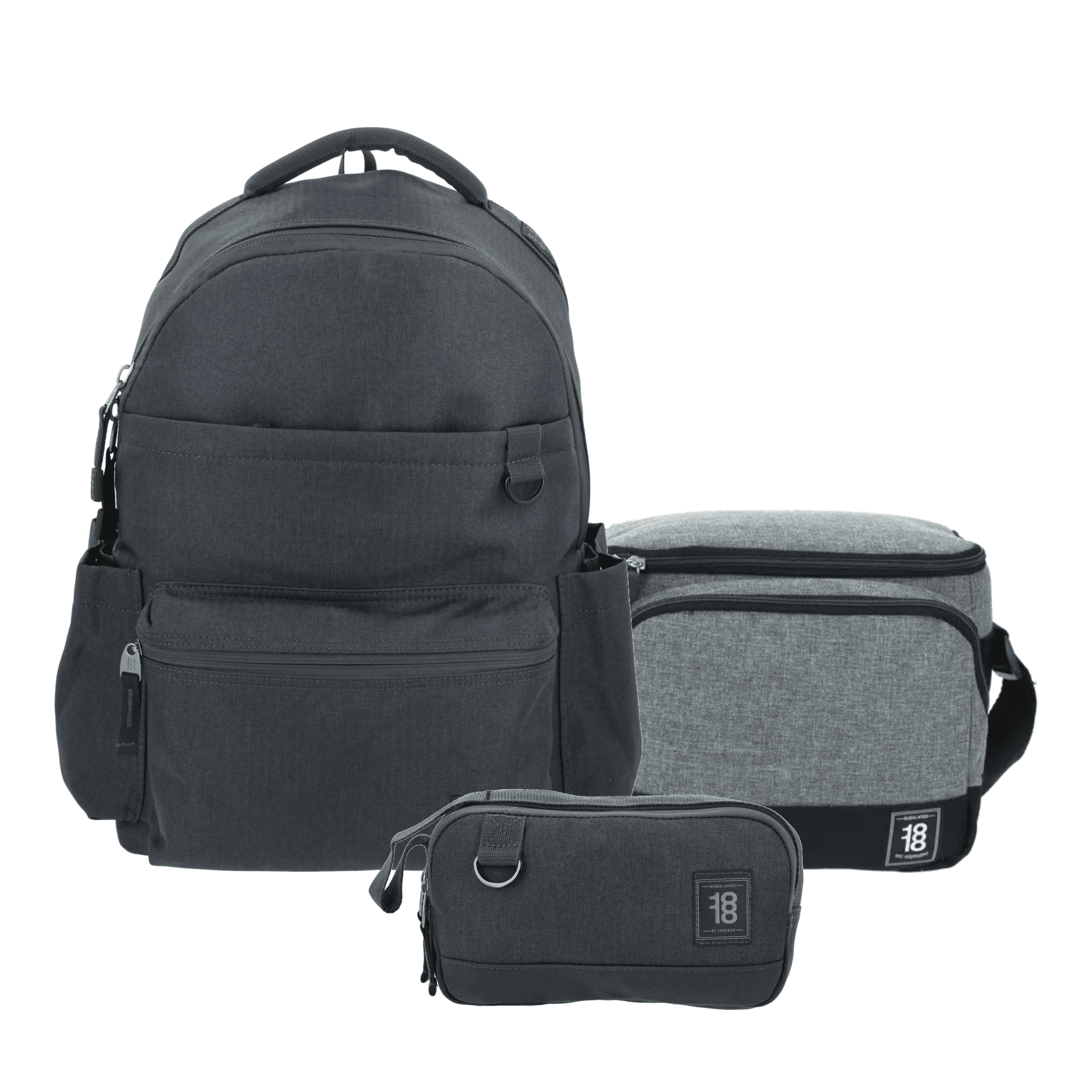 Kit Escolar 1818 by Chenson (Mochila + Lonchera + Lapicera) Gris Juvenil - Modelo 1870920, modelo 1870920-2-KC3