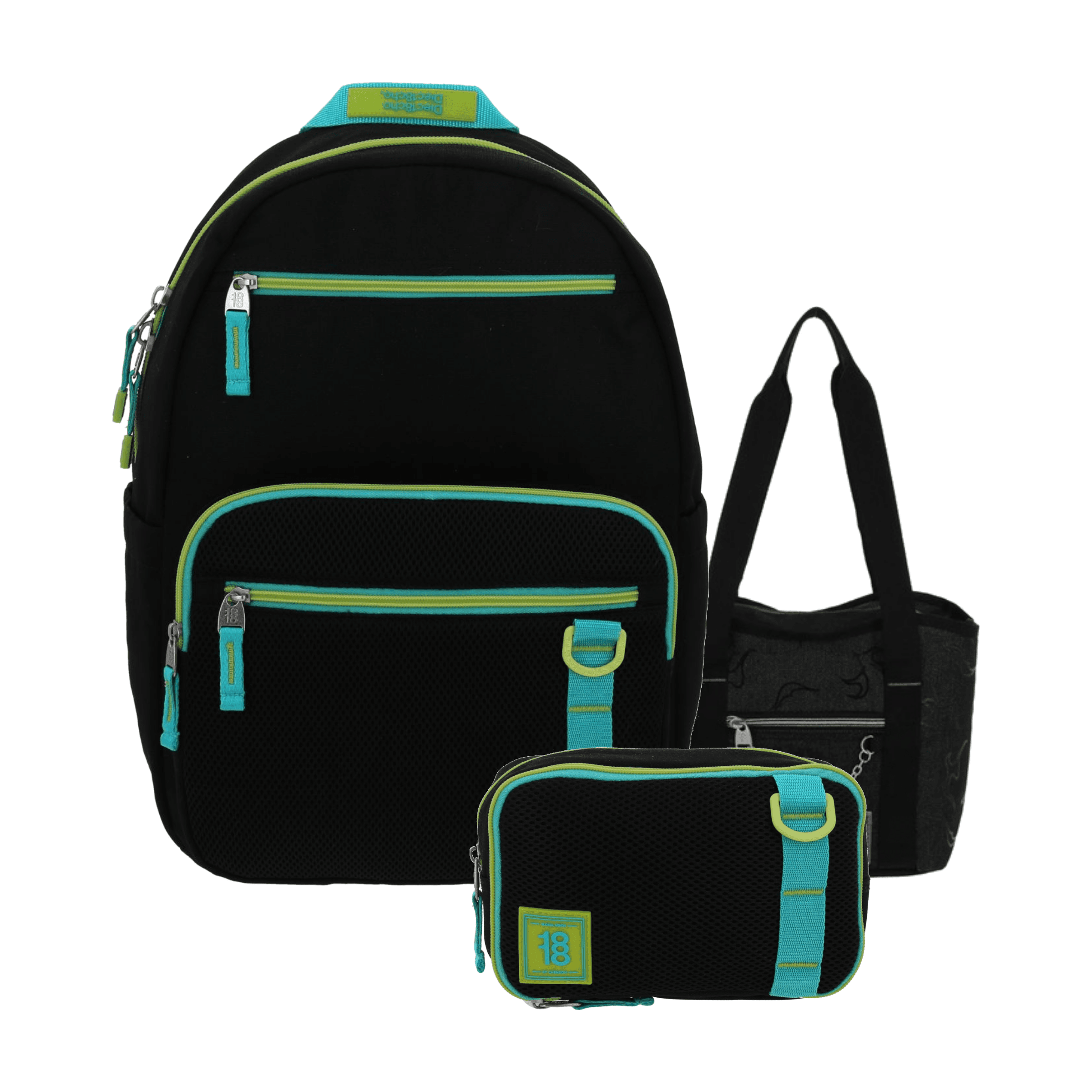 Kit Escolar 1818 by Chenson (Mochila + Lonchera + Lapicera) Negro Juvenil - Modelo 1870925, modelo 1870925-3-KC3