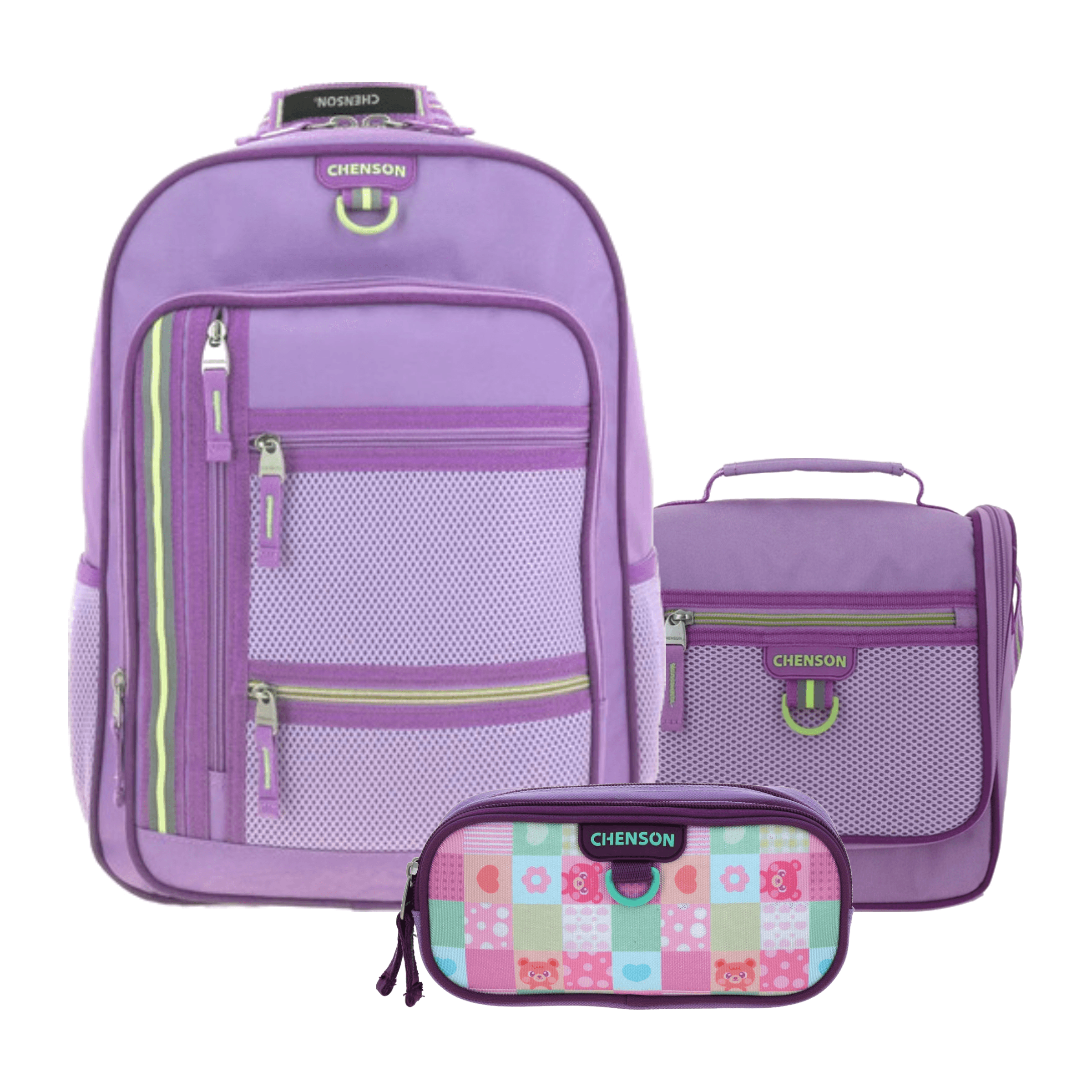 Kit Escolar Chenson Clásico (Mochila + Lonchera + Lapicera) Uva Juvenil, modelo CH66490-U-KC3