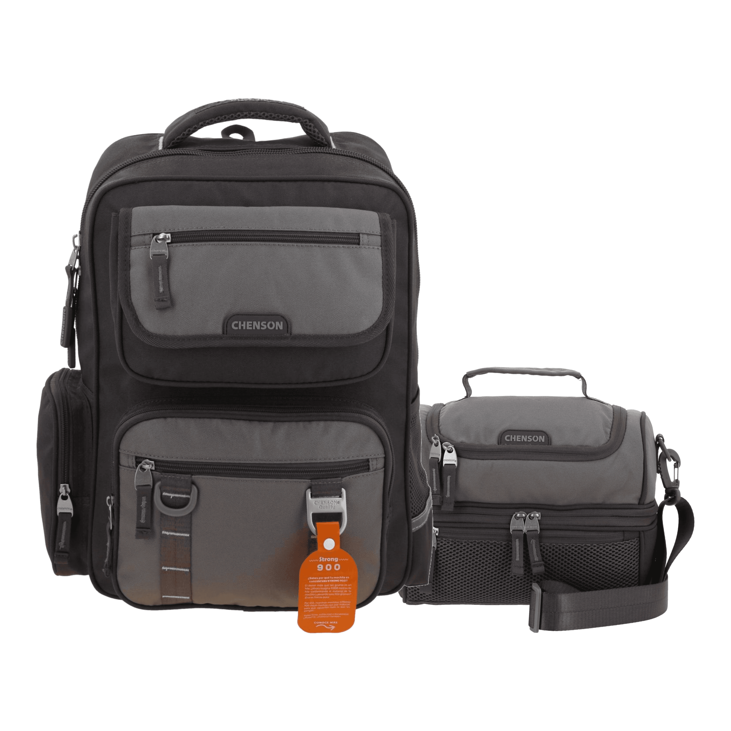 Kit Escolar Chenson Original (Mochila + Lonchera) Gris, modelo CO70911-2-KC2O