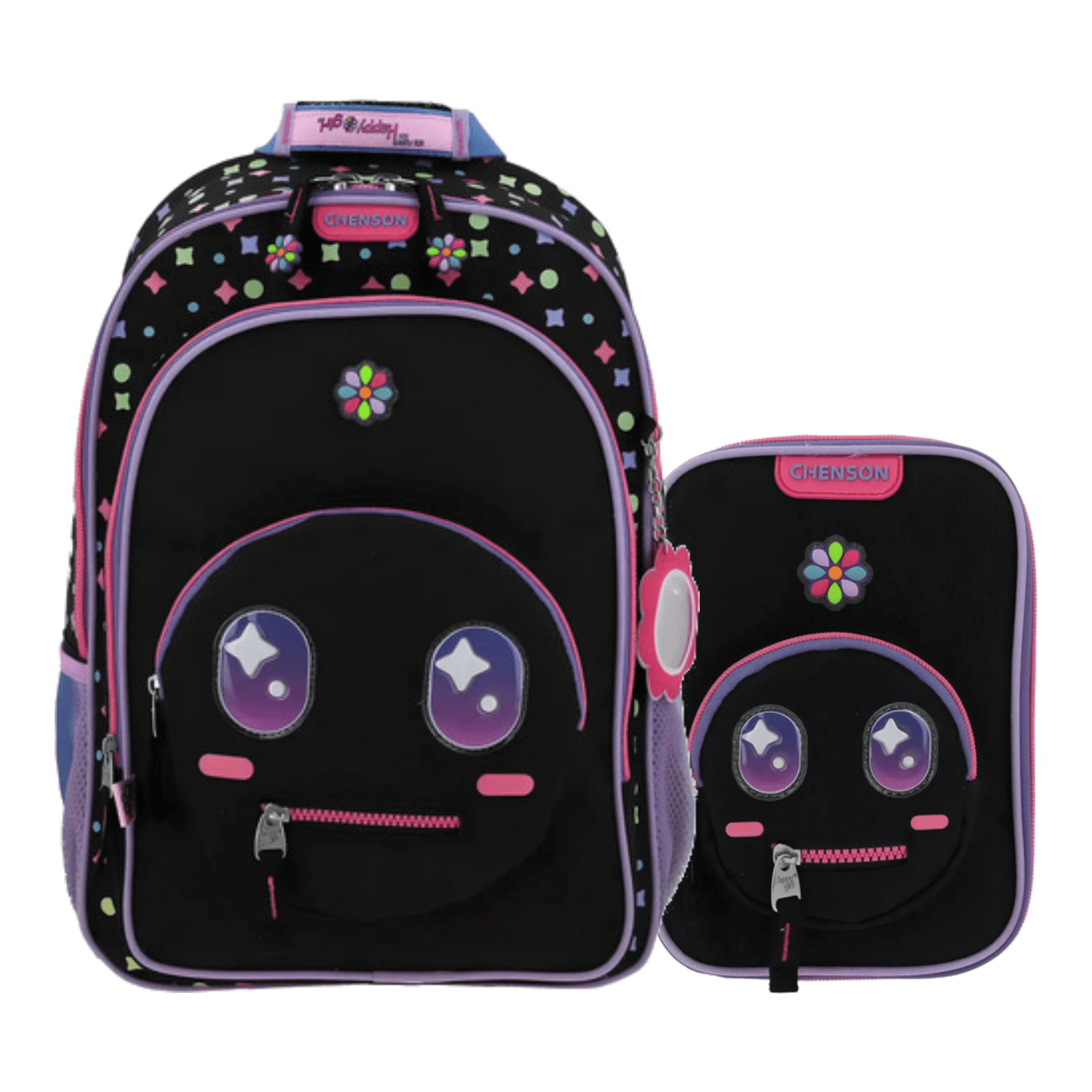 Kit Escolar Happy Girl by Chenson (Mochila + Lapicera) Negro Infantil - Modelo HG66426, modelo HG66426-3-KC2A