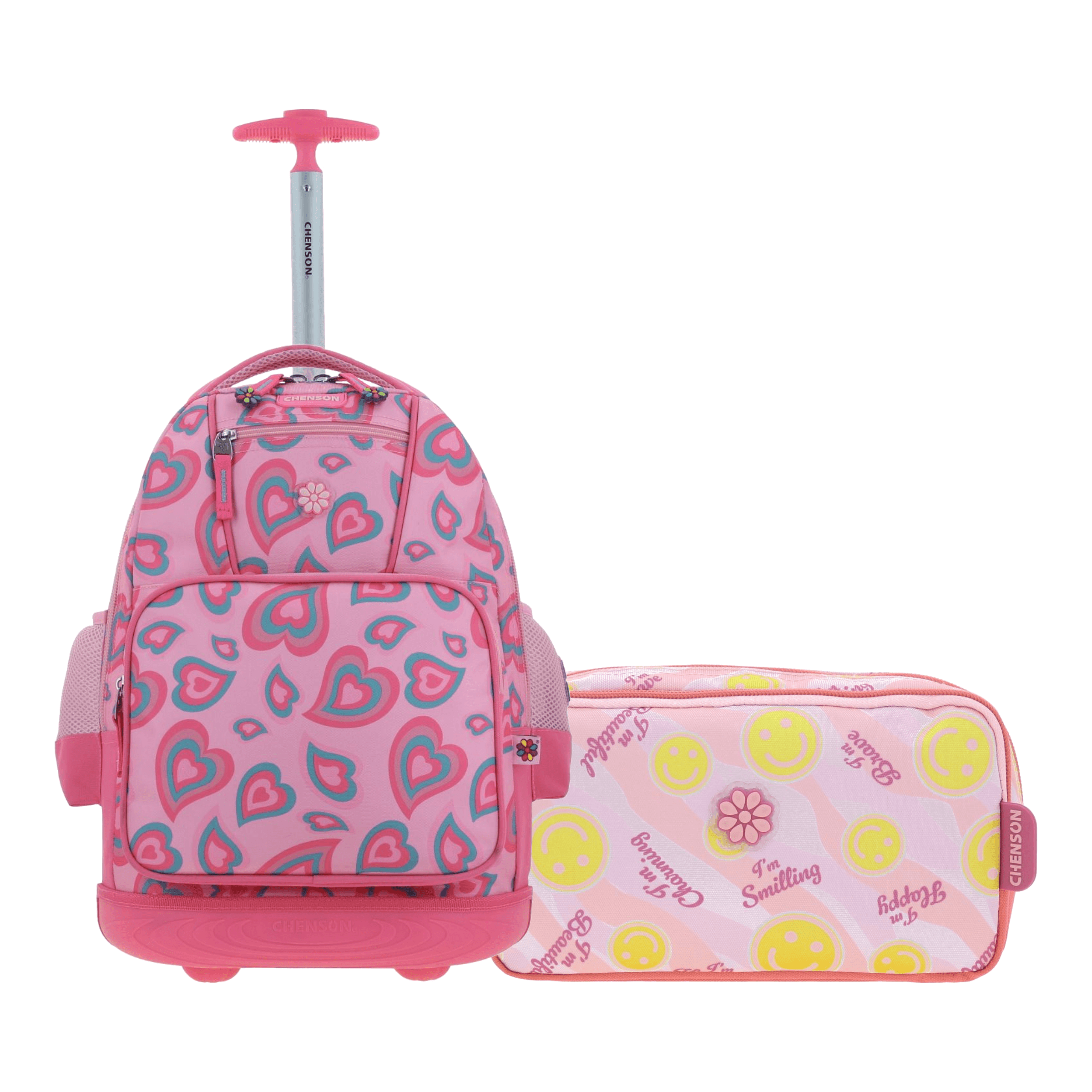 Kit Escolar Happy Girl by Chenson (Mochila con Ruedas + Lapicera) Rosa Infantil - Modelo HG66531, modelo HG66531-P-KC2A
