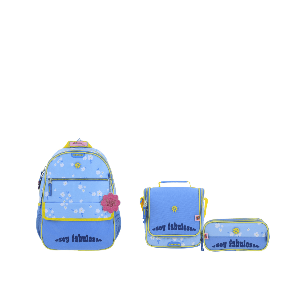 Kit Escolar Happy Girl by Chenson (Mochila + Mochila + Mochila) Rosa Infantil, modelo HG66559-KC3