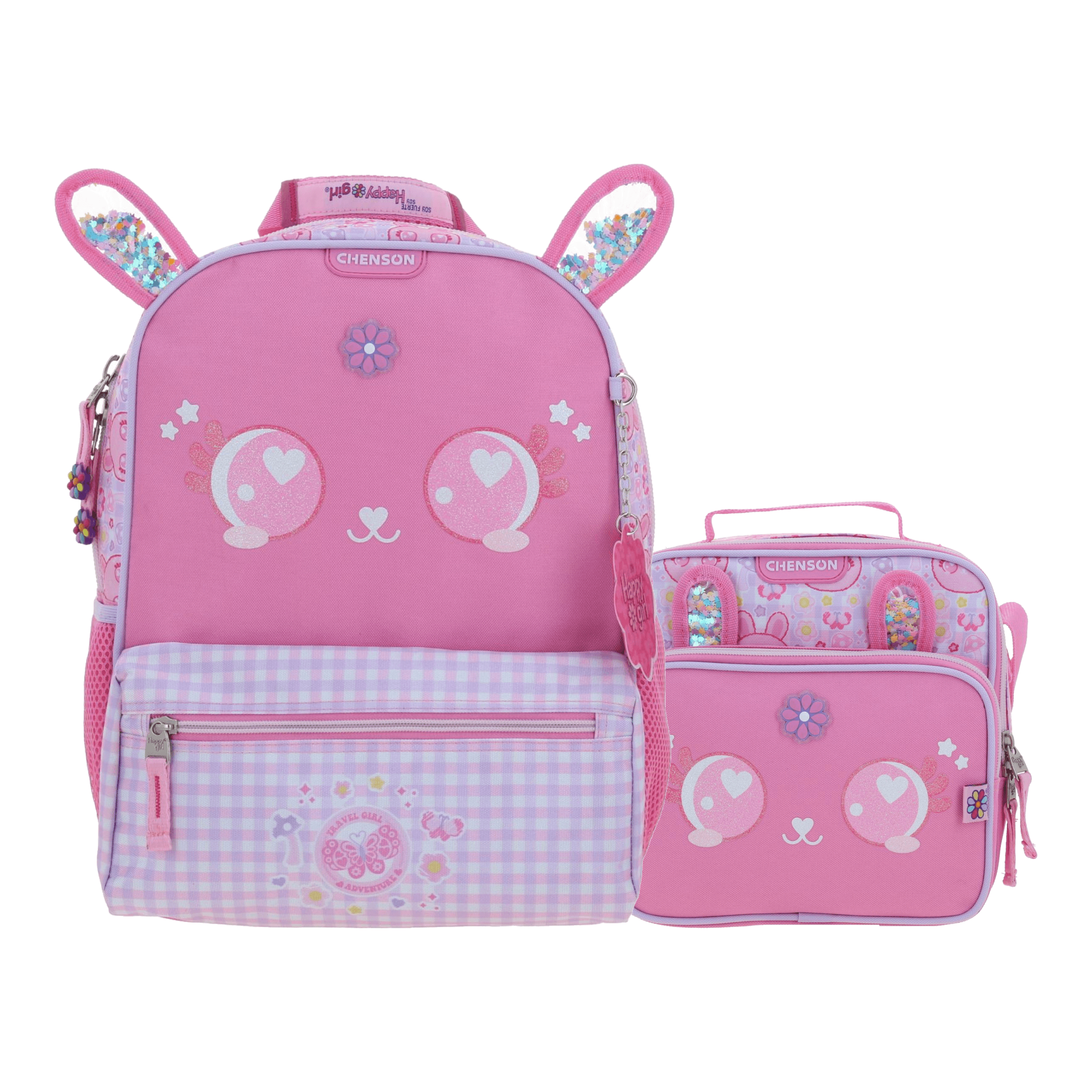 Kit Escolar Happy Girl by Chenson (Mochila + Lonchera) Rosa Infantil - Modelo HG66562, modelo HG66562-P-KC2O