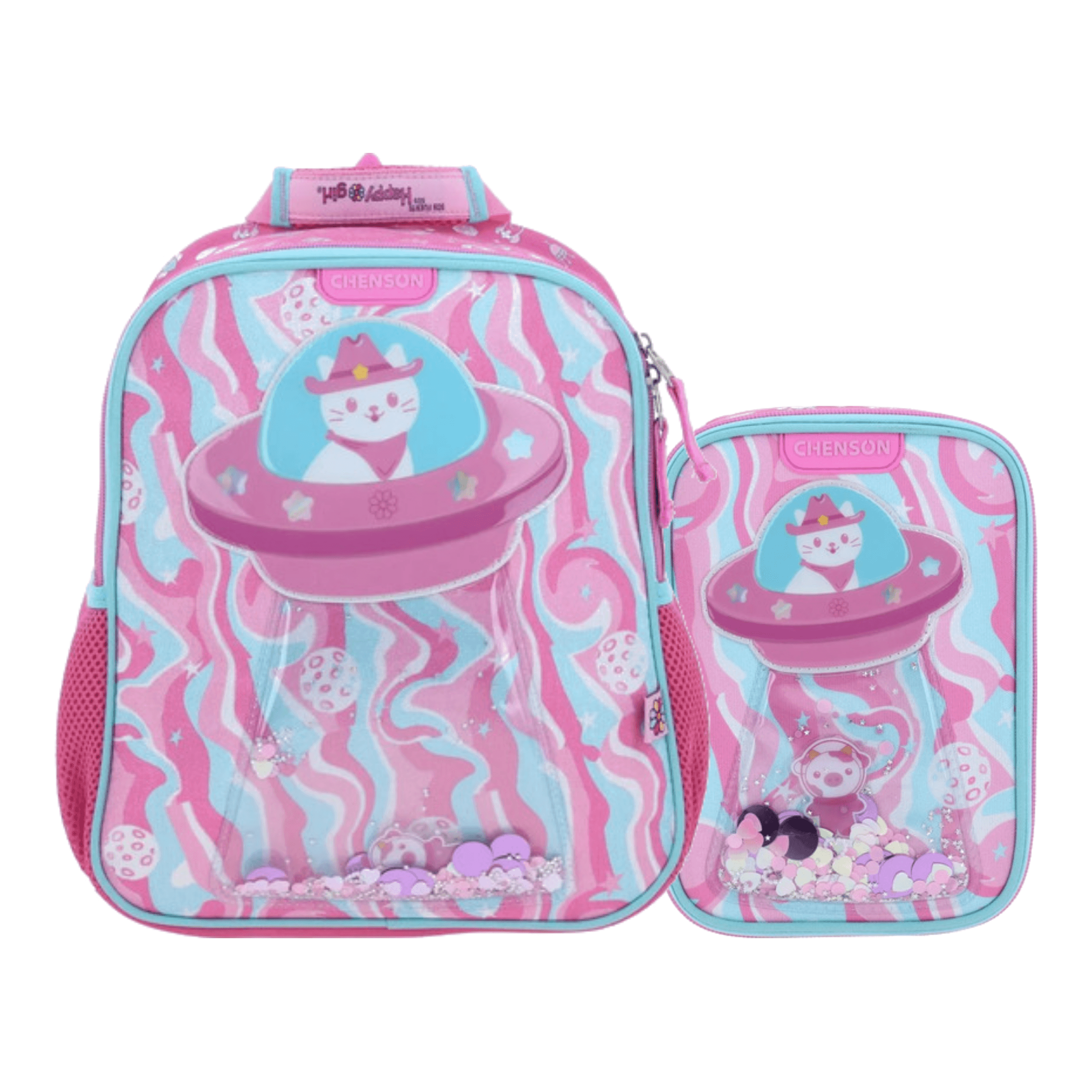 Kit Escolar Happy Girl by Chenson (Mochila + Lapicera) Rosa Infantil - Modelo HG70160, modelo HG70160-P-KC2A