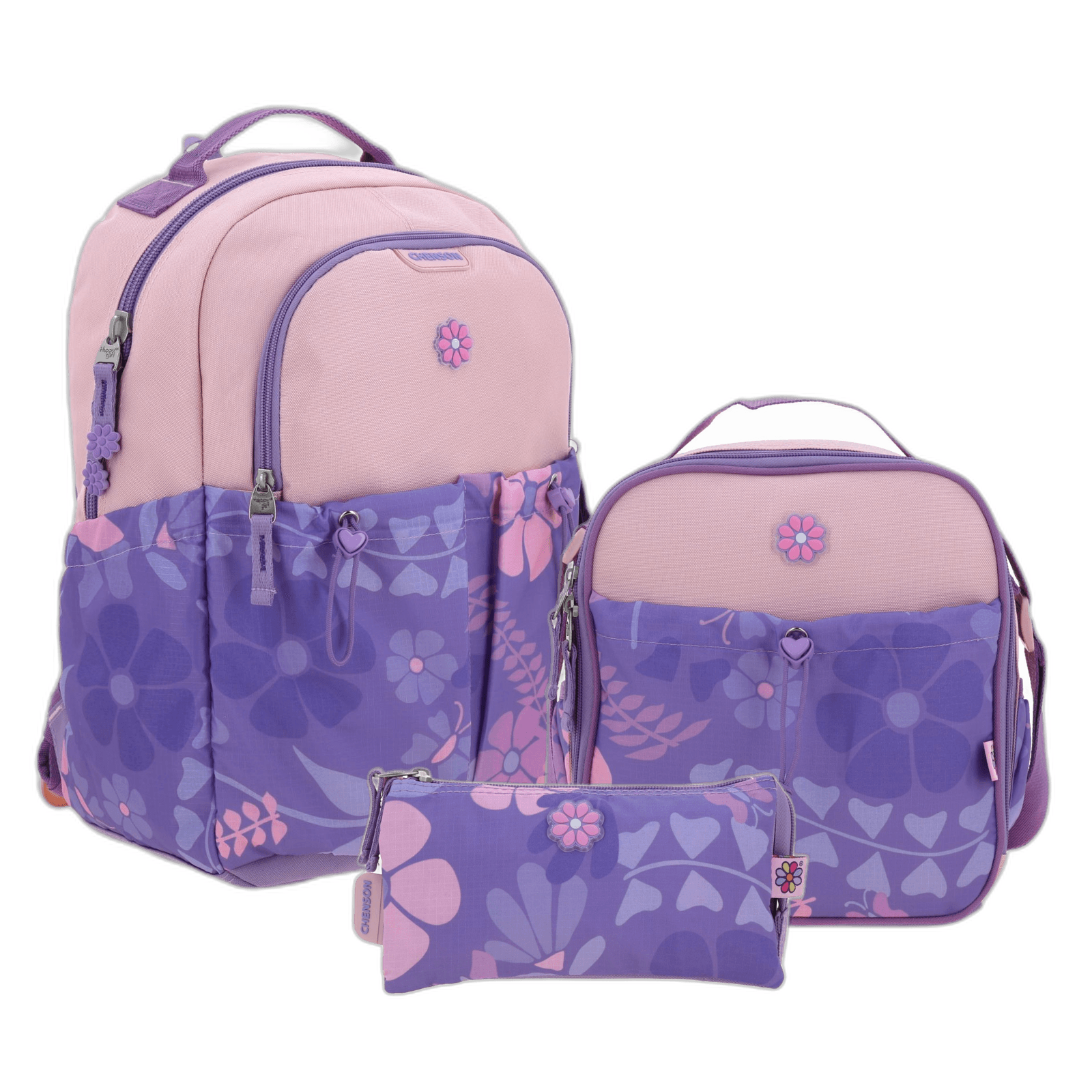 Kit Escolar Happy Girl by Chenson (Mochila + Lonchera + Lapicera) infantil, modelo HG70172-KC3
