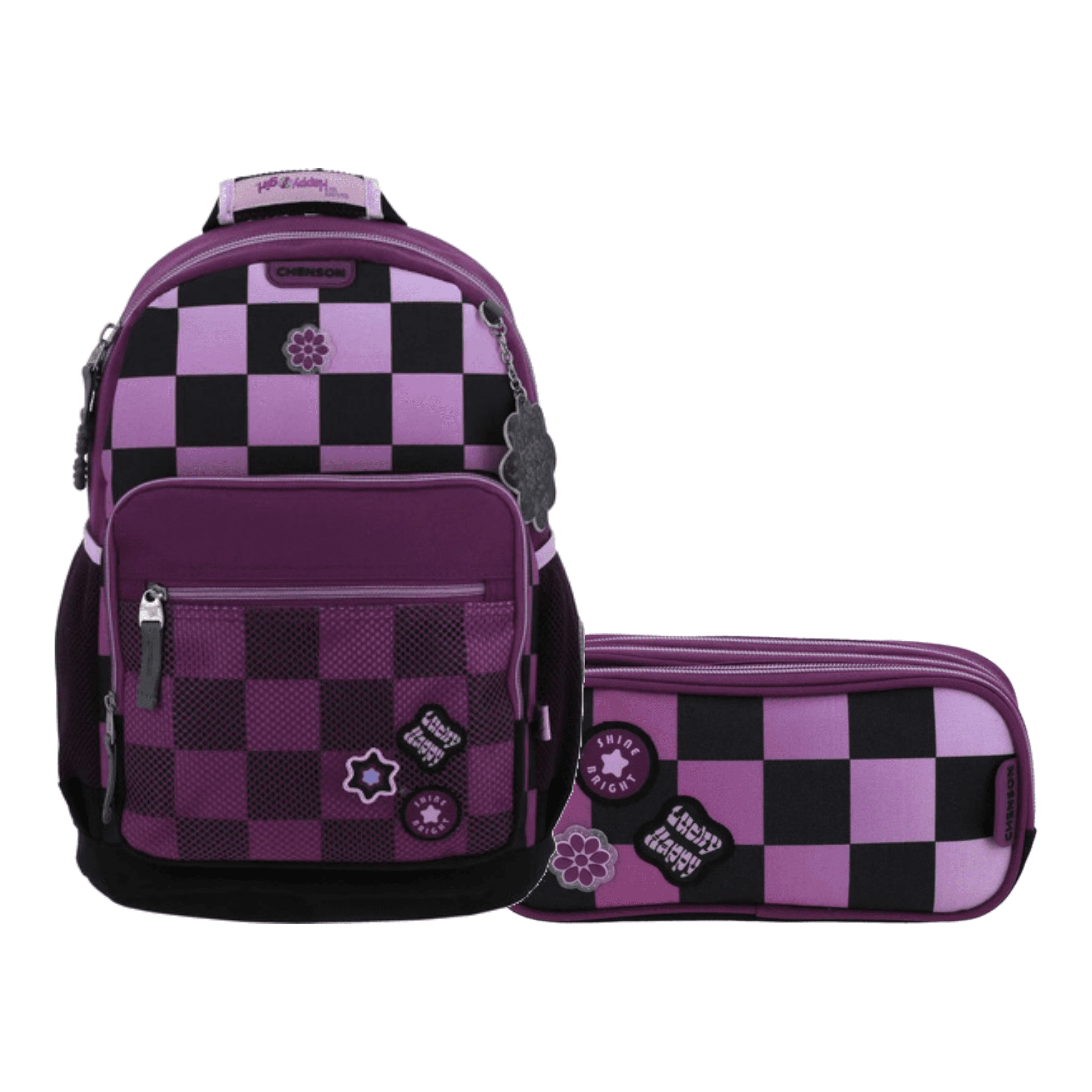 Kit Escolar Happy Girl by Chenson (Mochila + Lapicera) Negro Infantil - Modelo HG70235, modelo HG70235-3-KC2A