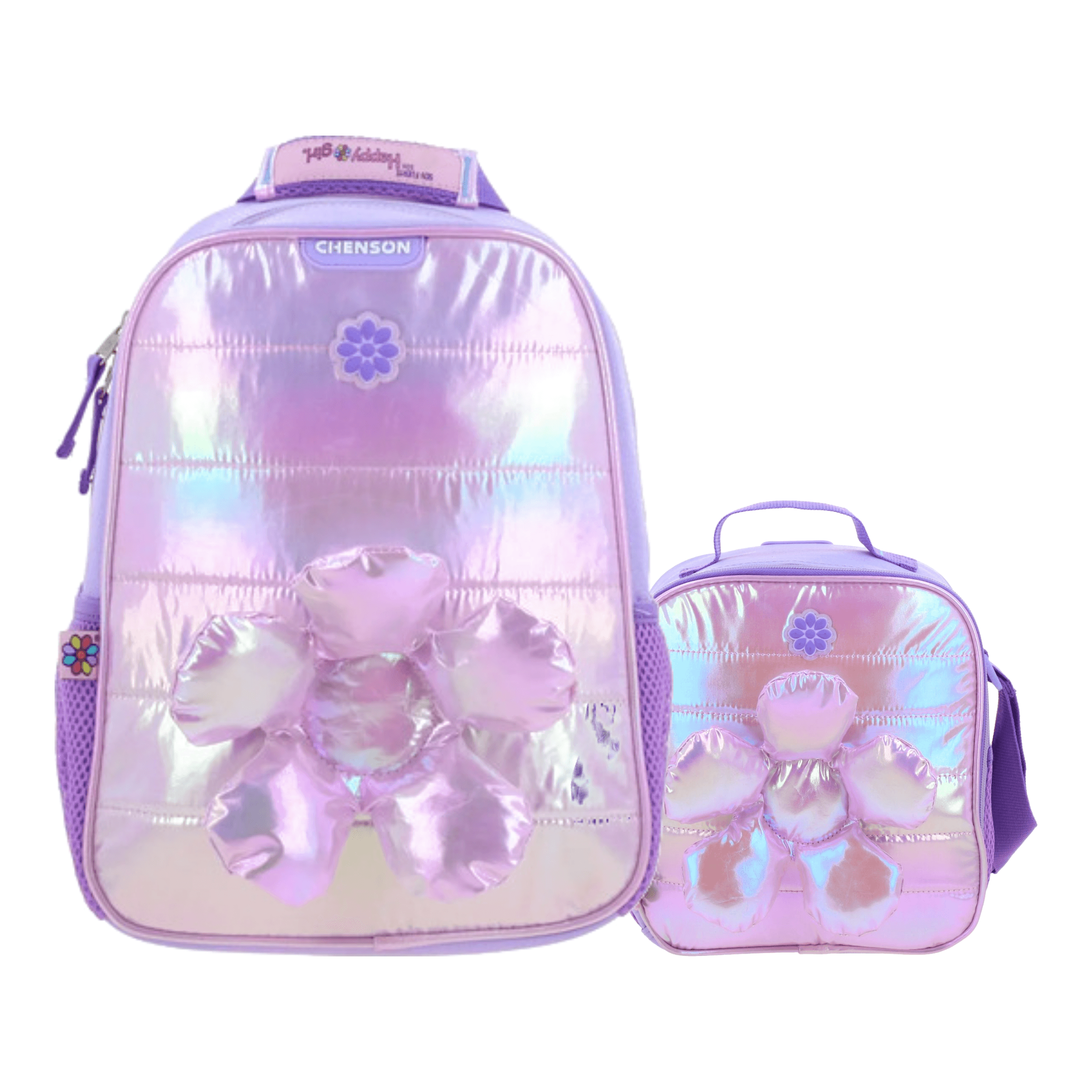 Kit Escolar Happy Girl by Chenson Mochila + Lonchera Violeta Infantil, modelo HG70331-V-KC2O