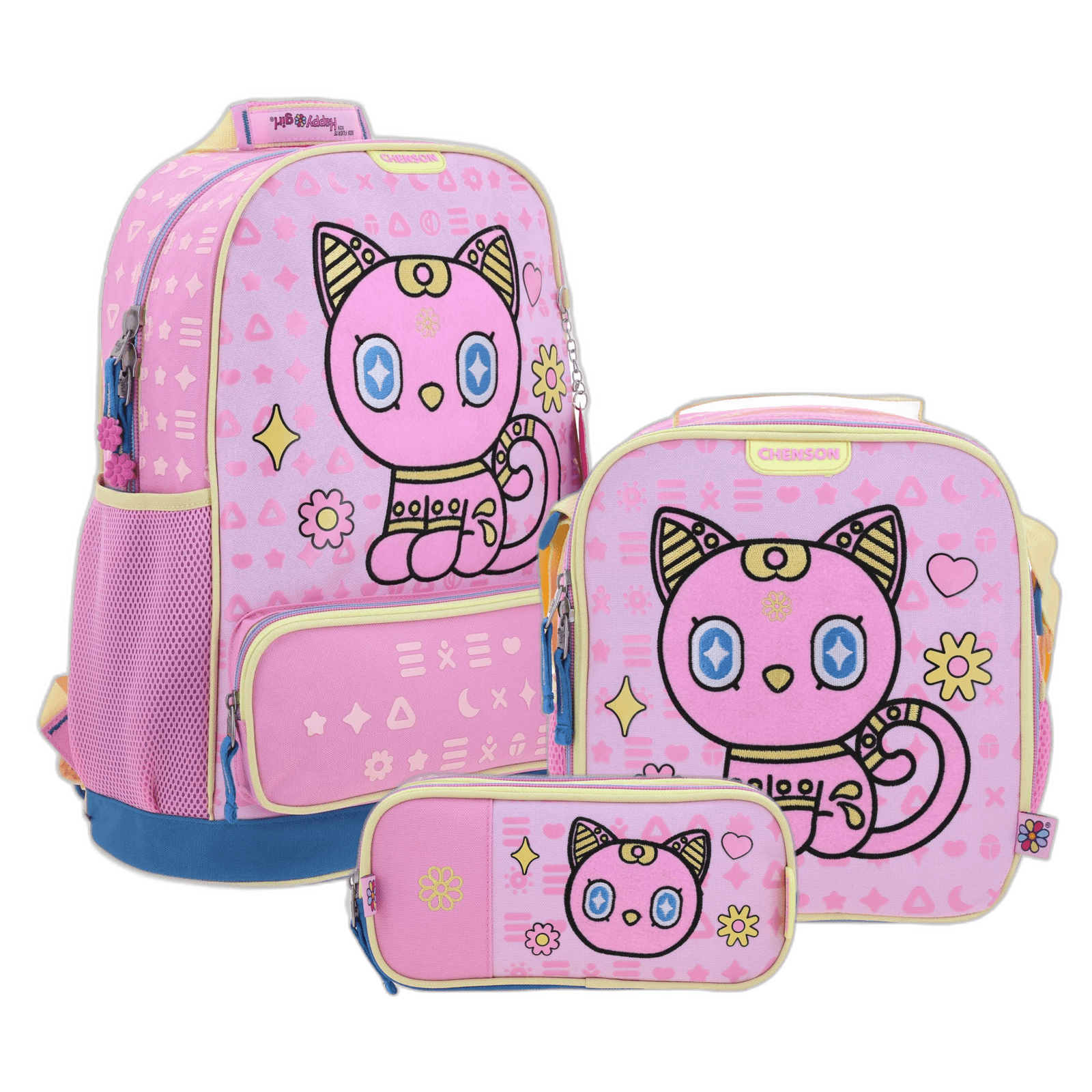 Kit Escolar Happy Girl by Chenson (Mochila + Lonchera + Lapicera) infantil, modelo HG70354-KC3