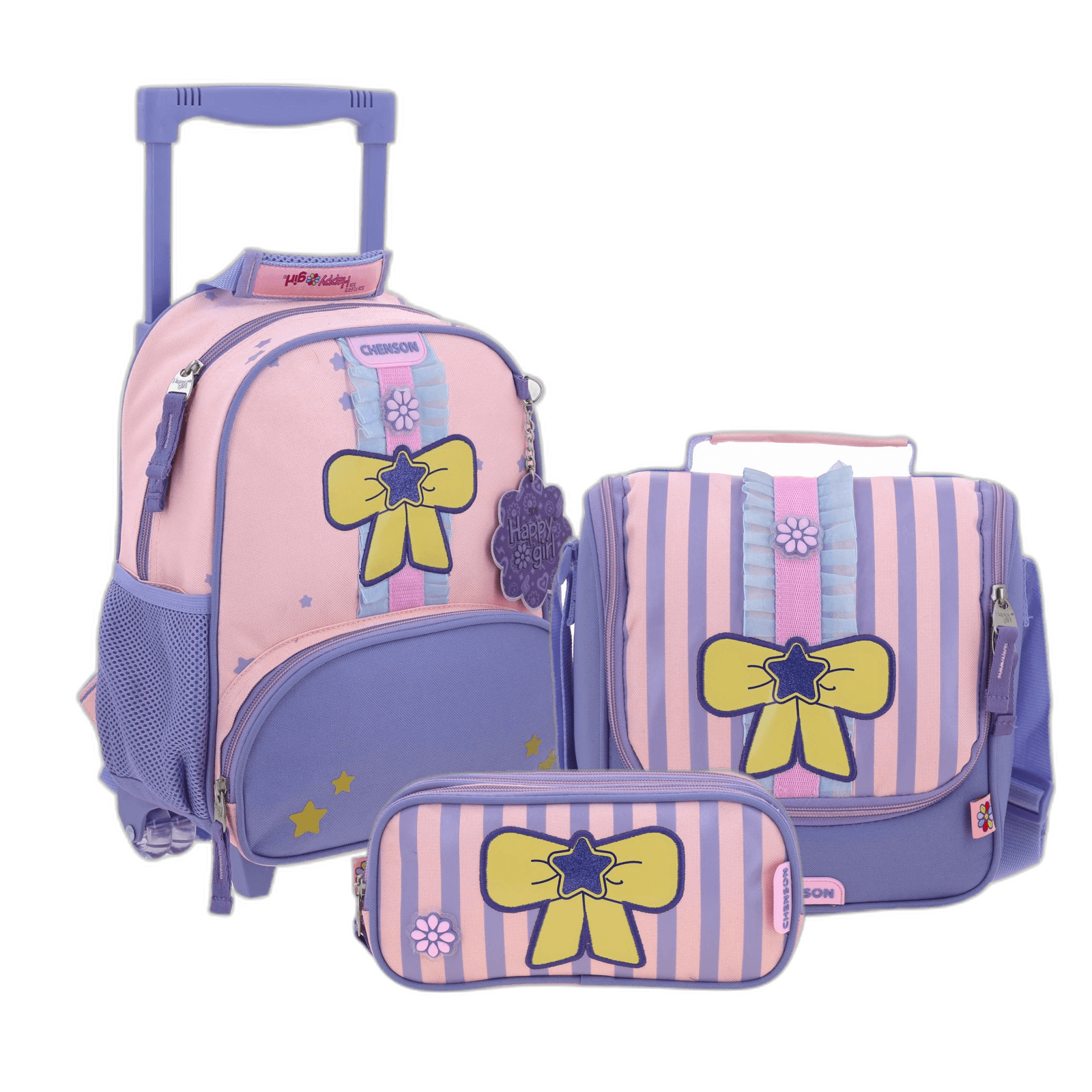 Kit Kinder Happy Girl by Chenson (Mochila + Lonchera + Lapicera) infantil, modelo HG70390-KB3