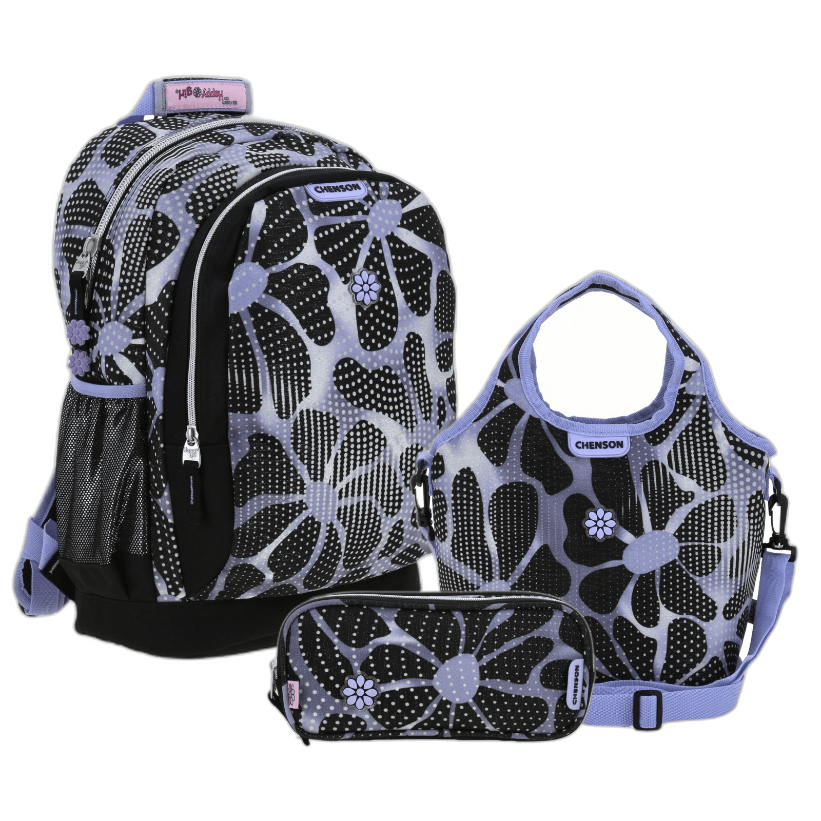 Kit Escolar Happy Girl by Chenson (Mochila + Lonchera + Lapicera) infantil, modelo HG70568-KC3