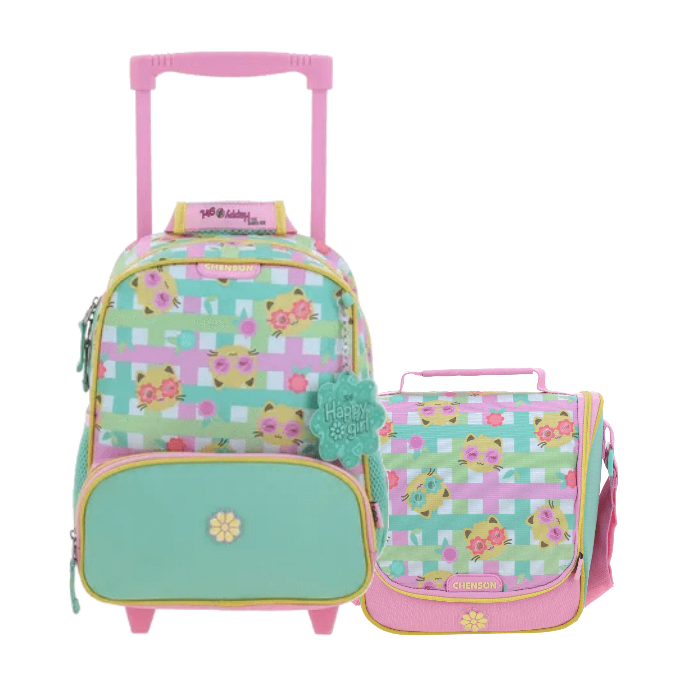 Kit Escolar Happy Girl by Chenson (Mochila con Ruedas + Lonchera) Rosa Infantil - Modelo HG70709, modelo HG70709-P-KB2O