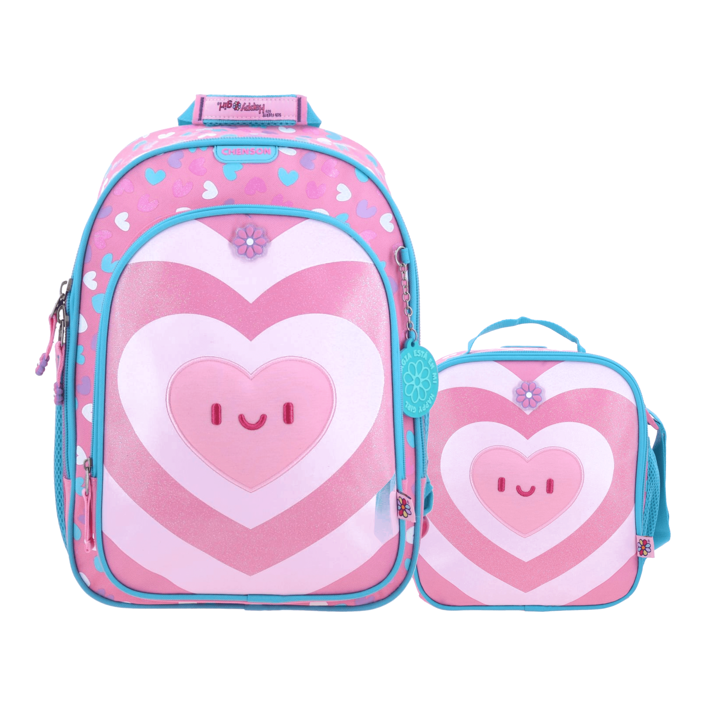 Kit Escolar Happy Girl by Chenson (Mochila + Lonchera) Rosa Infantil, modelo HG71032-P-KC2O