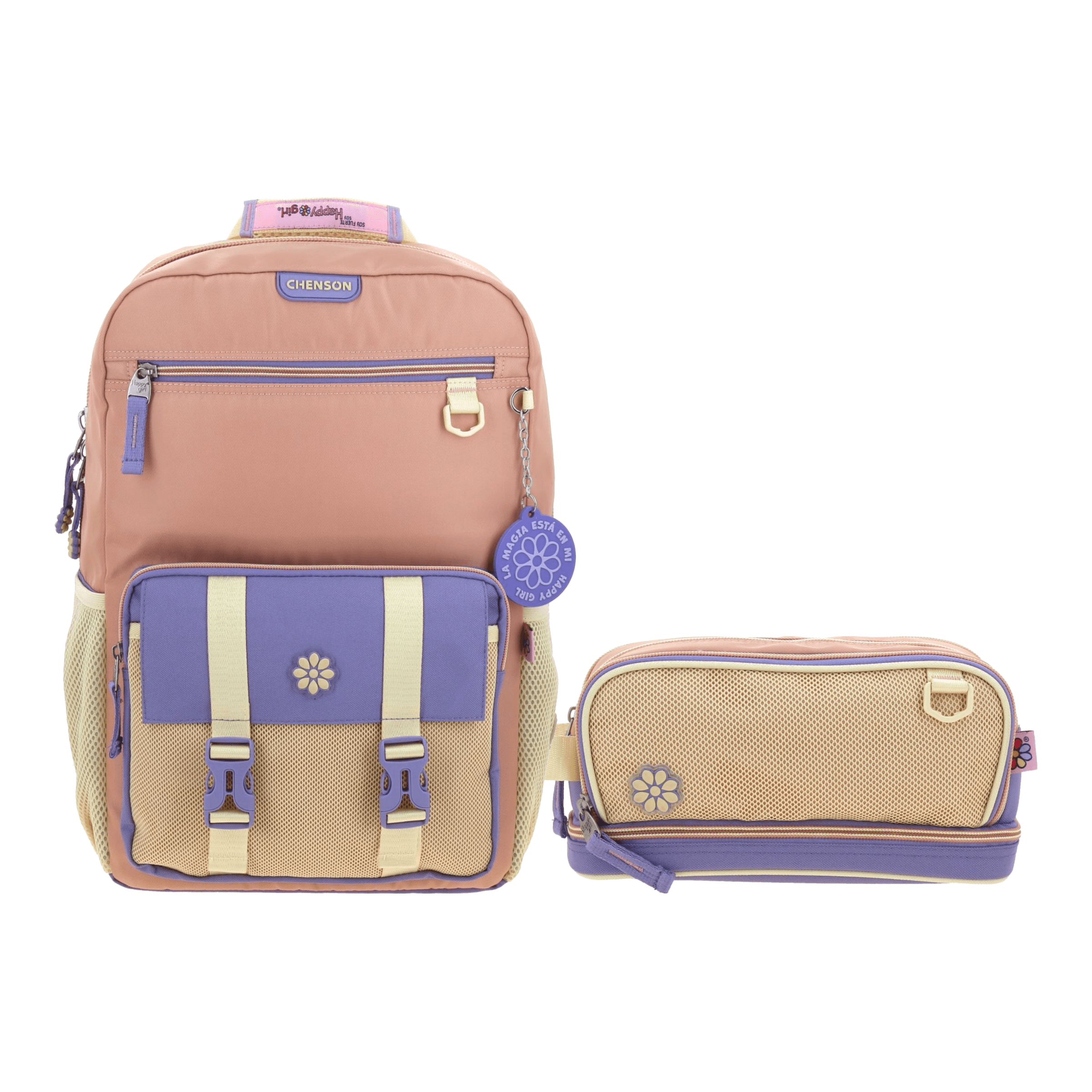 Kit Escolar Happy Girl by Chenson (Mochila + Lapicera) Naranja Infantil, modelo HG71065-O-KC2A