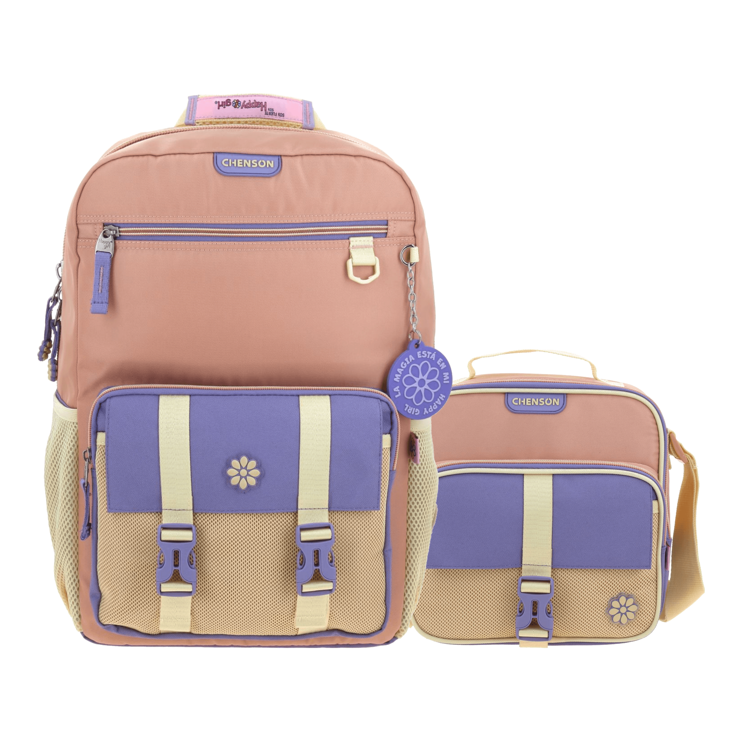 Kit Escolar Happy Girl by Chenson (Mochila + Lonchera) Naranja Infantil, modelo HG71065-O-KC2O