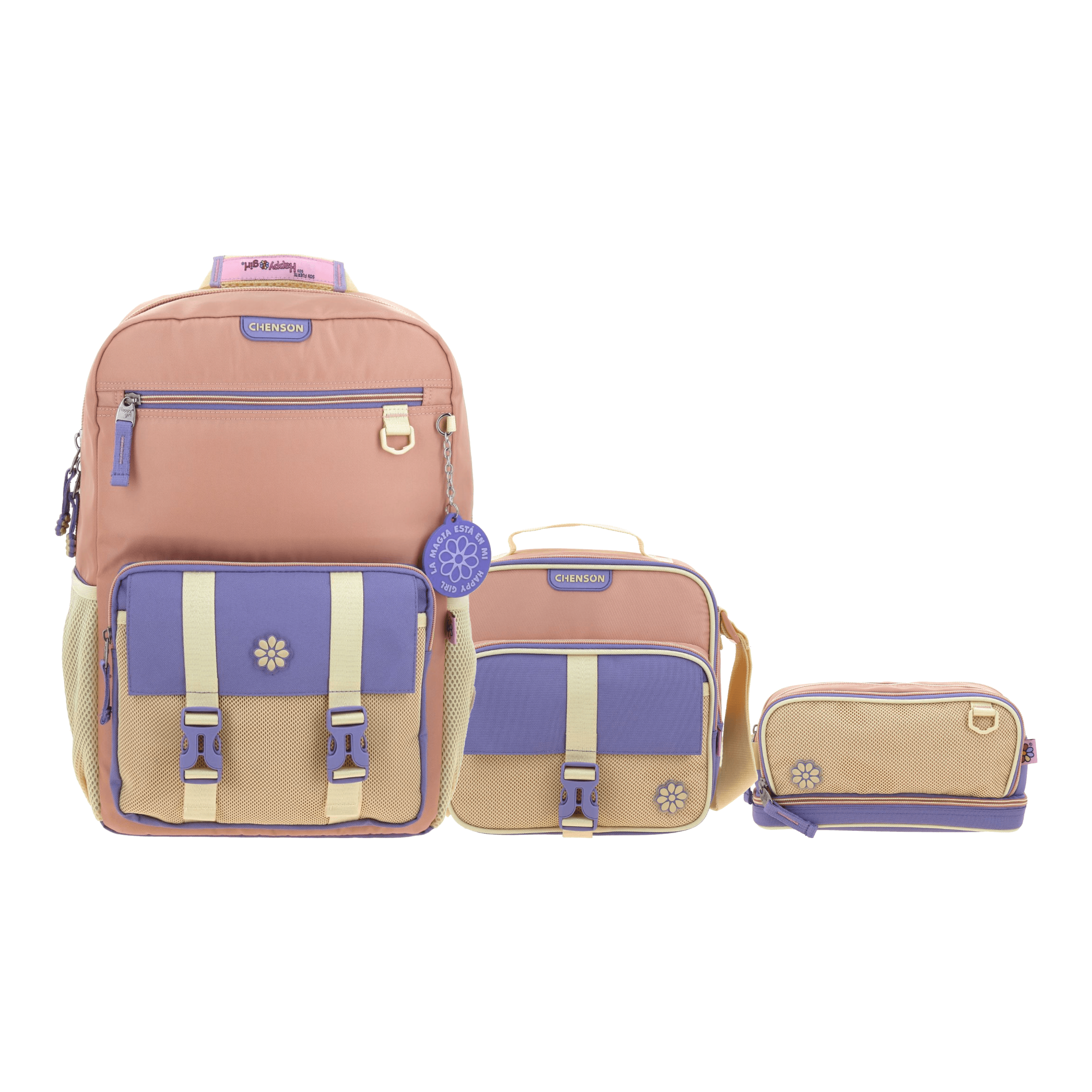 Kit Escolar Happy Girl by Chenson Mochila + Mochila + Mochila Naranja Infantil, modelo HG71065-O-KC3