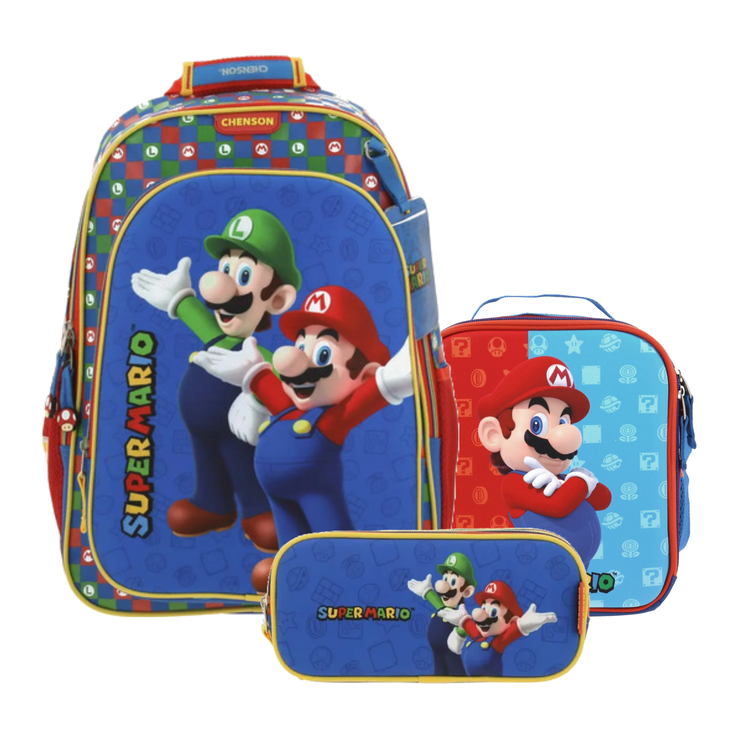 Kit Escolar Mario Bros by Chenson Mochila + Lonchera + Lapicera Azul - Modelo MB65967, modelo MB65967-9-KC3