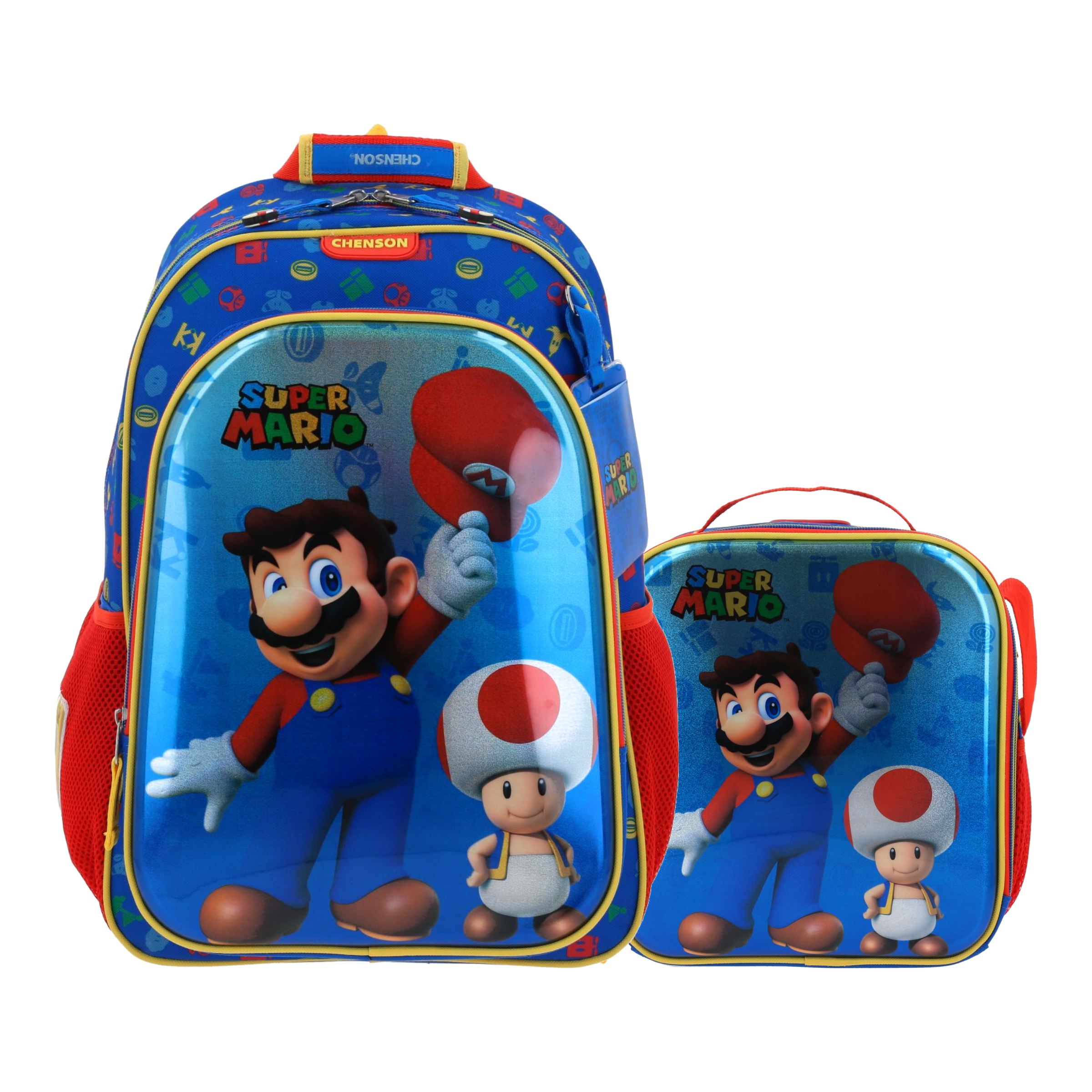 Kit Escolar Mario Bros by Chenson Mochila + Lonchera Azul Infantil - Modelo MB65980, modelo MB65980-9-KC2O