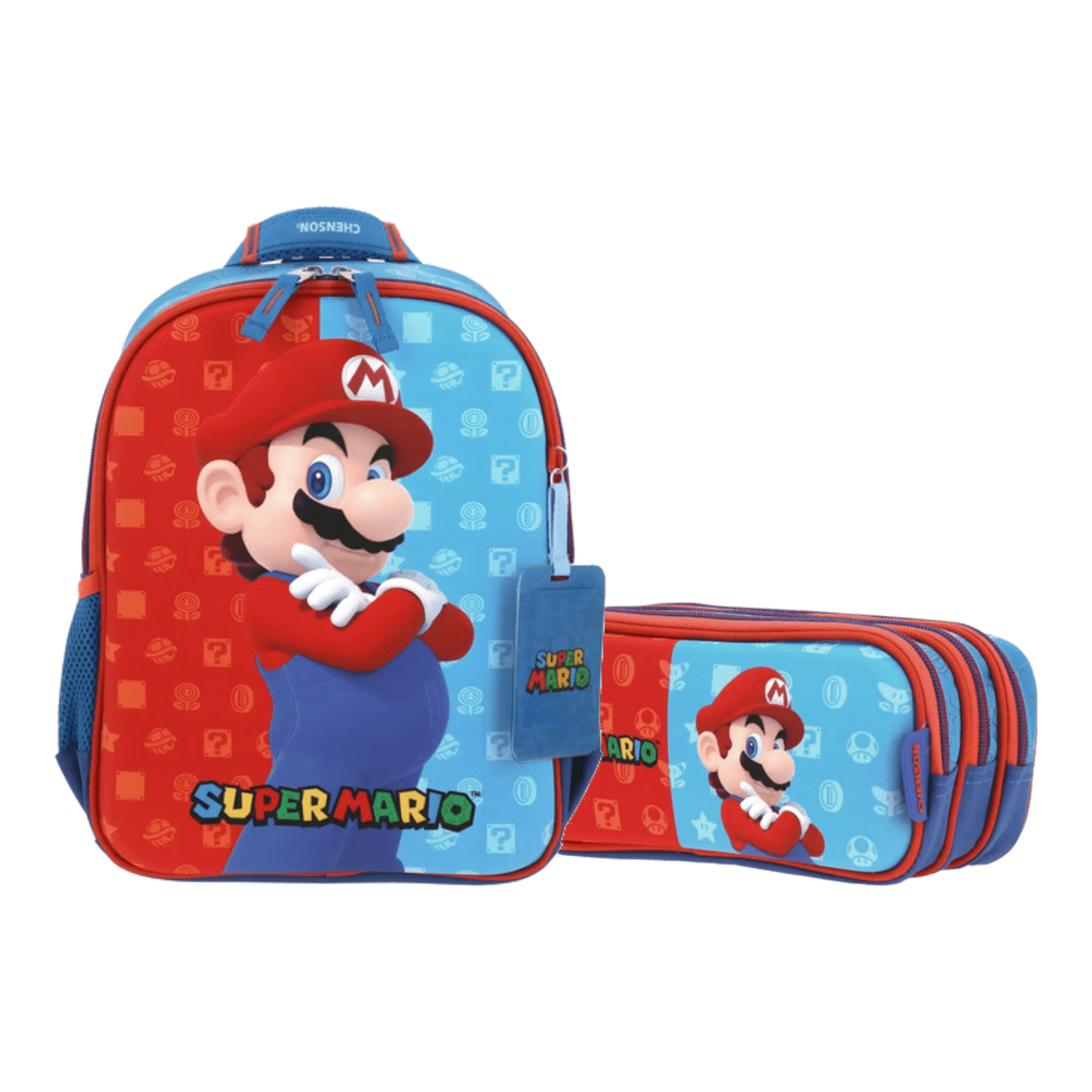 Kit Escolar Mario Bros by Chenson (Mochila + Lapicera) Azul Infantil - Modelo MB66081, modelo MB66081-9-KC2A