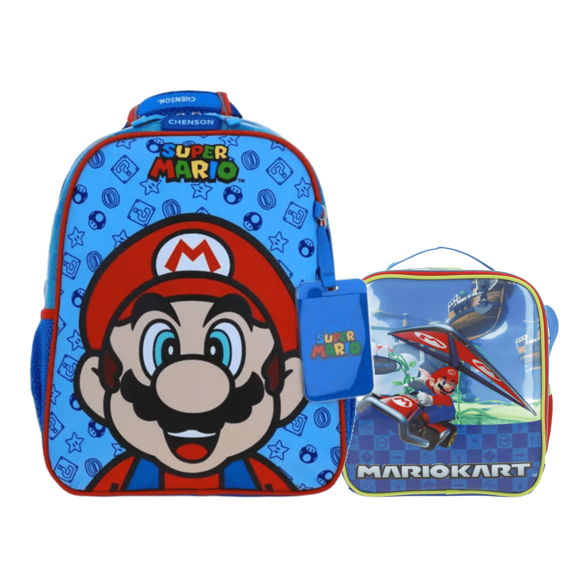 Kit Escolar Mario Bros by Chenson Mochila + Lonchera Azul Infantil, modelo MB66130-9-KC2O