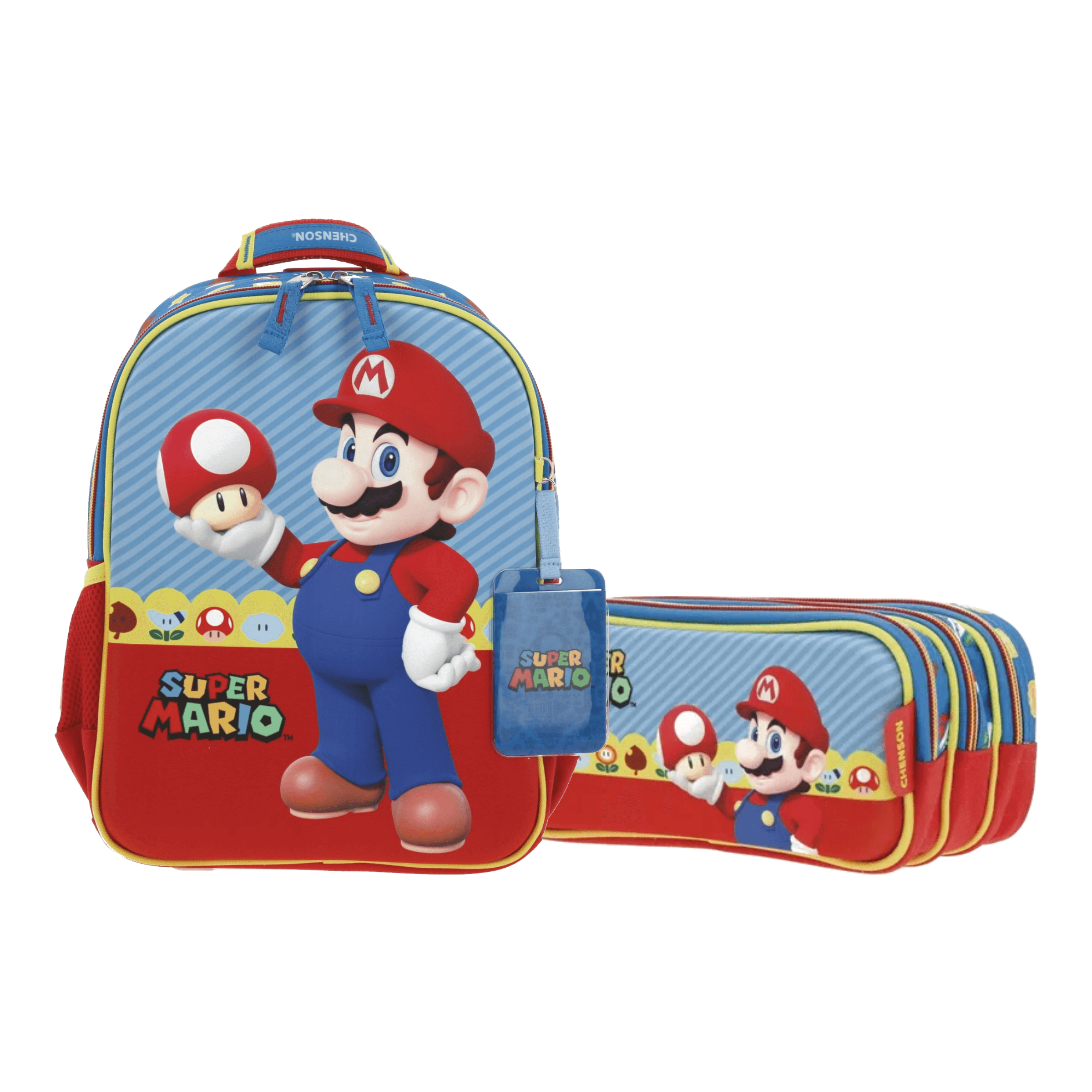 Kit Escolar Mario Bros by Chenson (Mochila + Lapicera) Azul Infantil - Modelo MB66262, modelo MB66262-9-KC2A