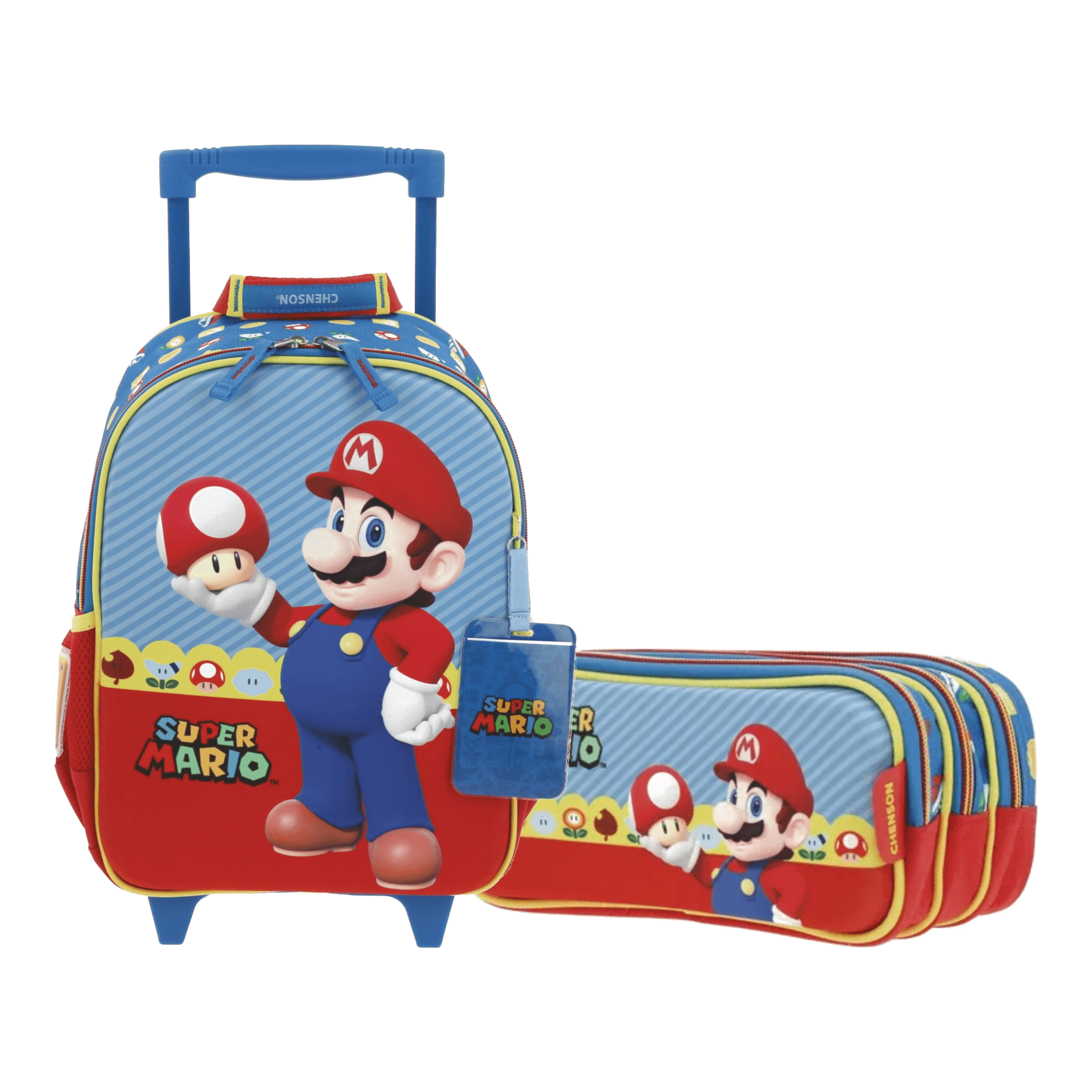 Kit Escolar Mario Bros by Chenson Mochila con Ruedas + Lapicera Azul Infantil - Modelo MB66263, modelo MB66263-9-KC2A