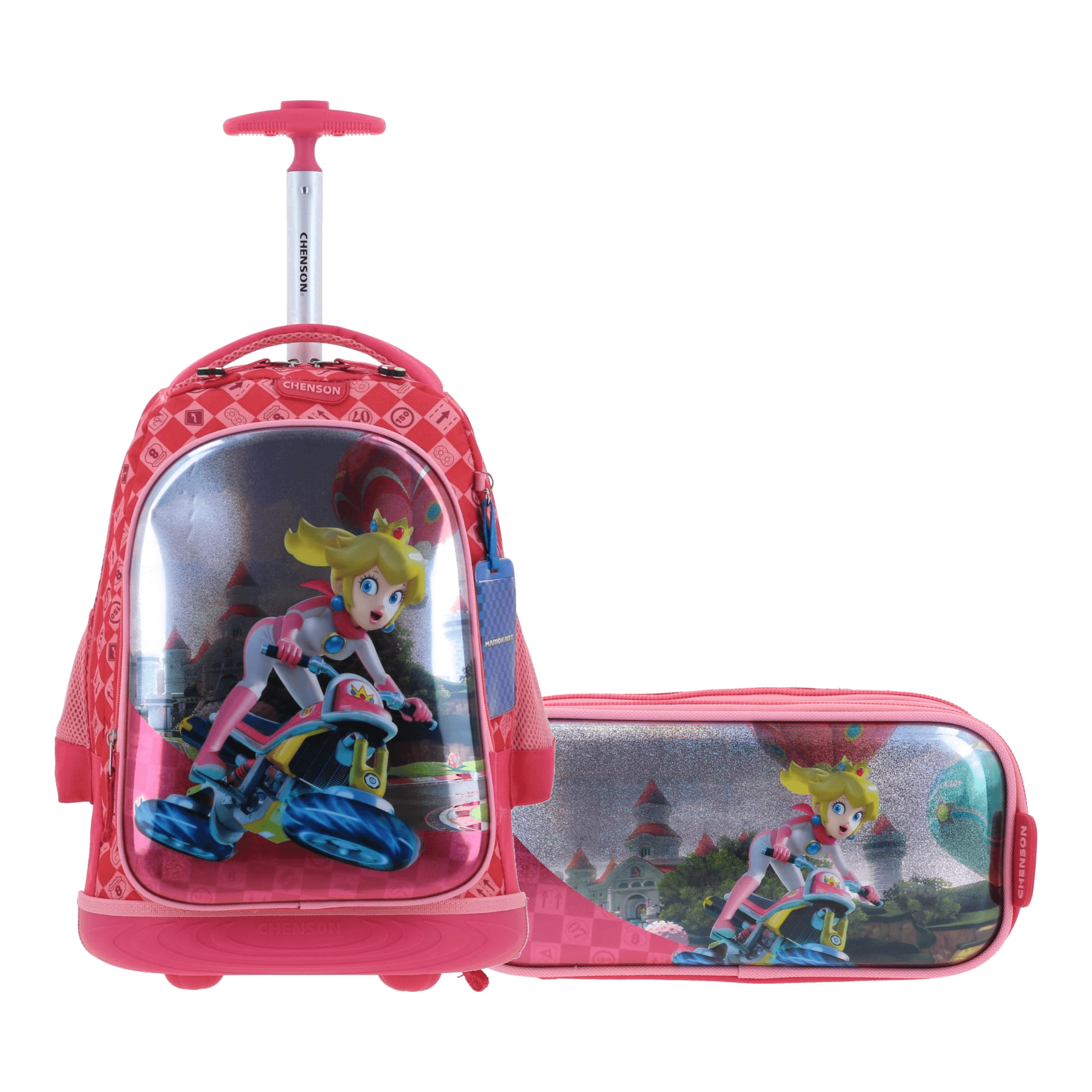 Kit Escolar Mario Bros by Chenson (Mochila con Ruedas + Lapicera) Rosa Infantil - Modelo MB66278, modelo MB66278-P-KC2A