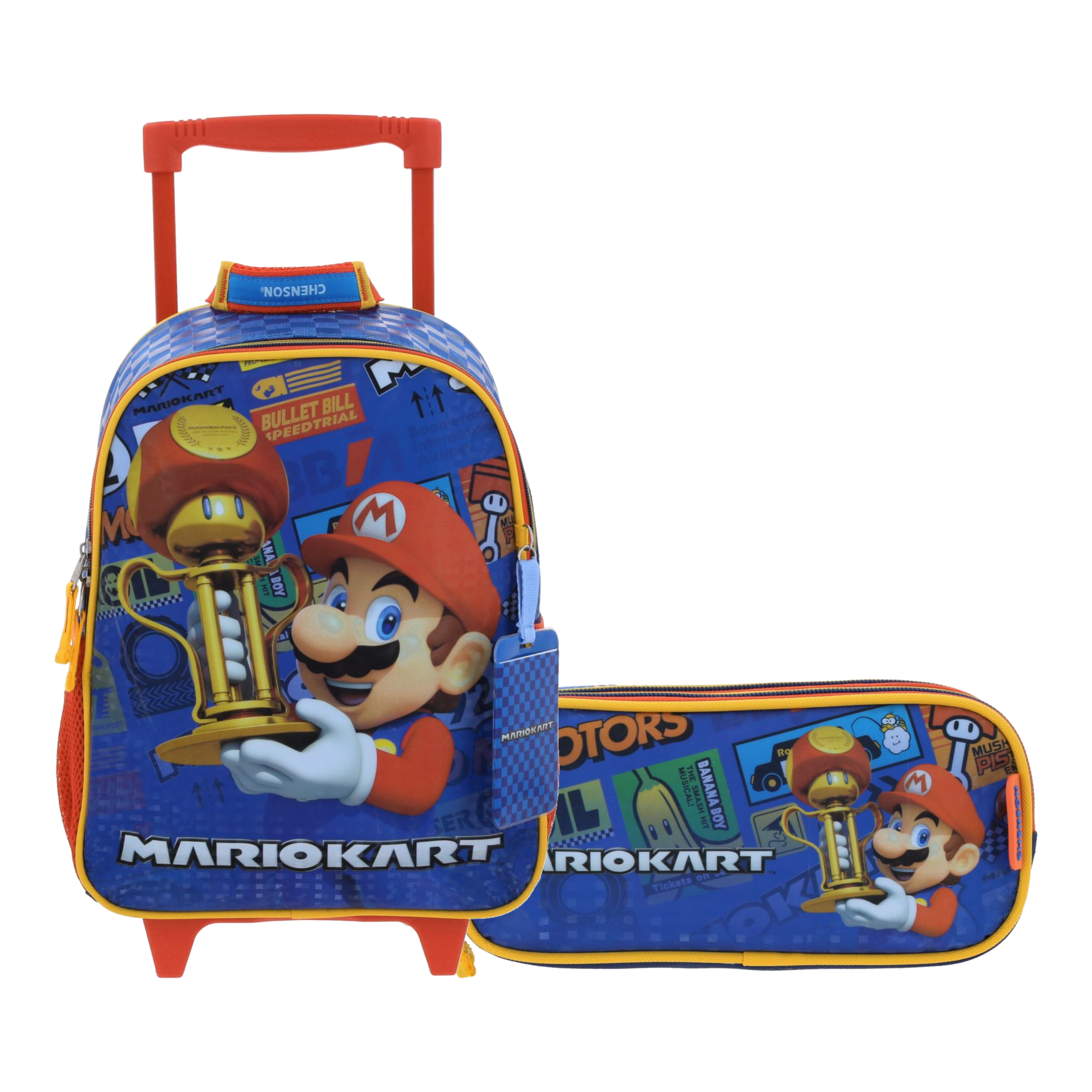 Kit Escolar Mario Bros by Chenson (Mochila con Ruedas + Lapicera) Azul Infantil - Modelo MB66415, modelo MB66415-9-KC2A