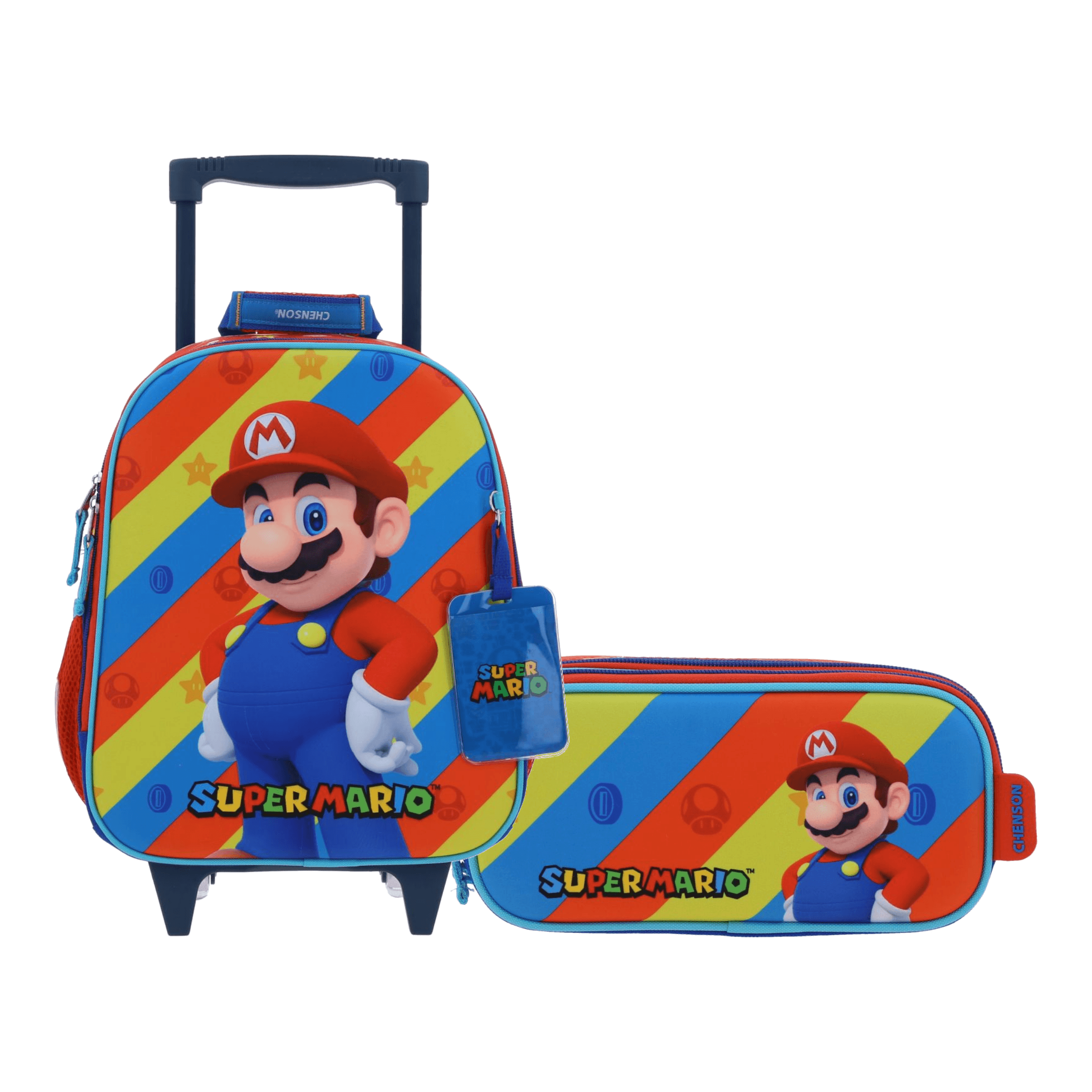 Kit Escolar Mario Bros by Chenson Mochila con Ruedas + Lapicera Rojo Infantil, modelo MB66577-R-KC2A