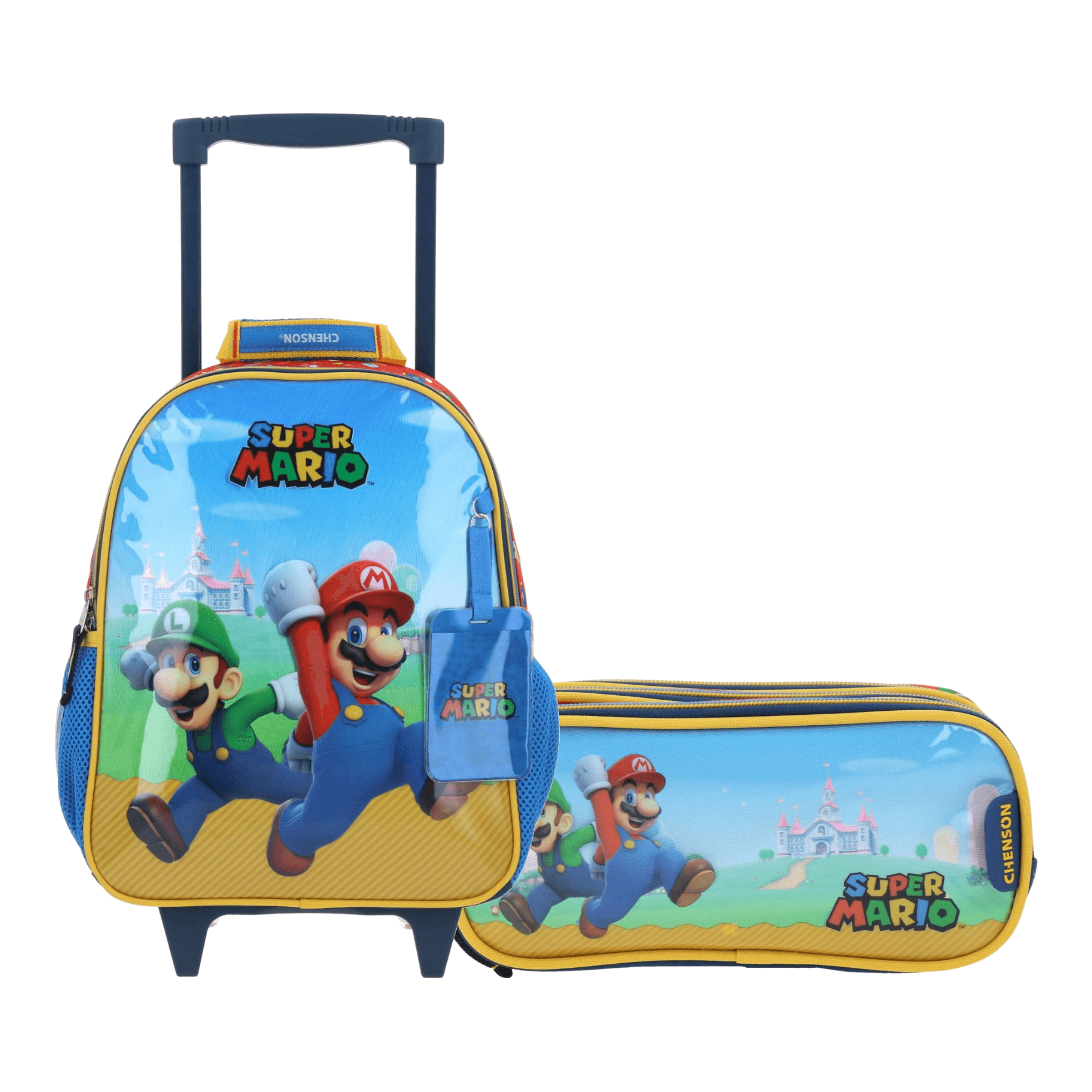 Kit Escolar Mario Bros by Chenson Mochila con Ruedas + Lapicera Azul Infantil - Modelo MB66585, modelo MB66585-9-KC2A