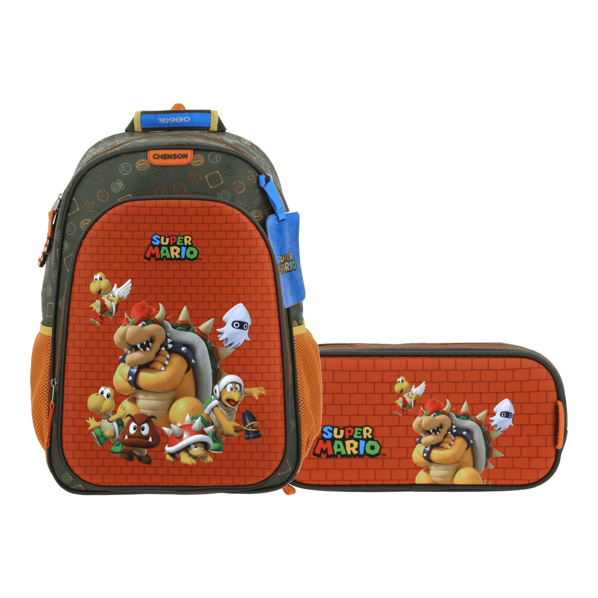 Kit Escolar Mario Bros by Chenson Mochila + Lapicera Verde Seco Infantil, modelo MB66590-A-KC2A