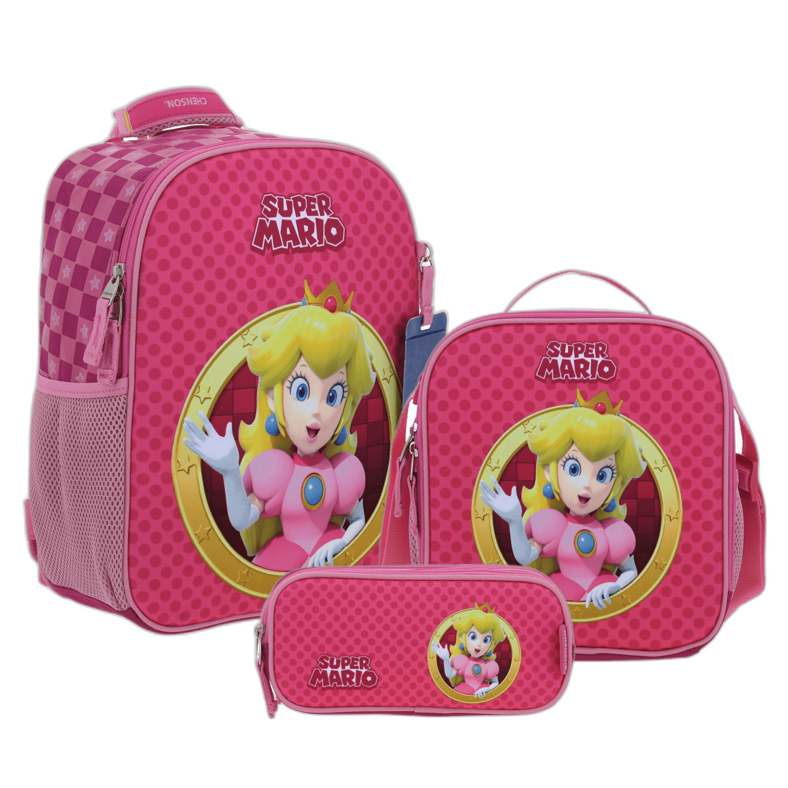 Kit Kinder Peach by Chenson (Mochila + Lonchera + Lapicera) infantil, modelo MB70182-KC3
