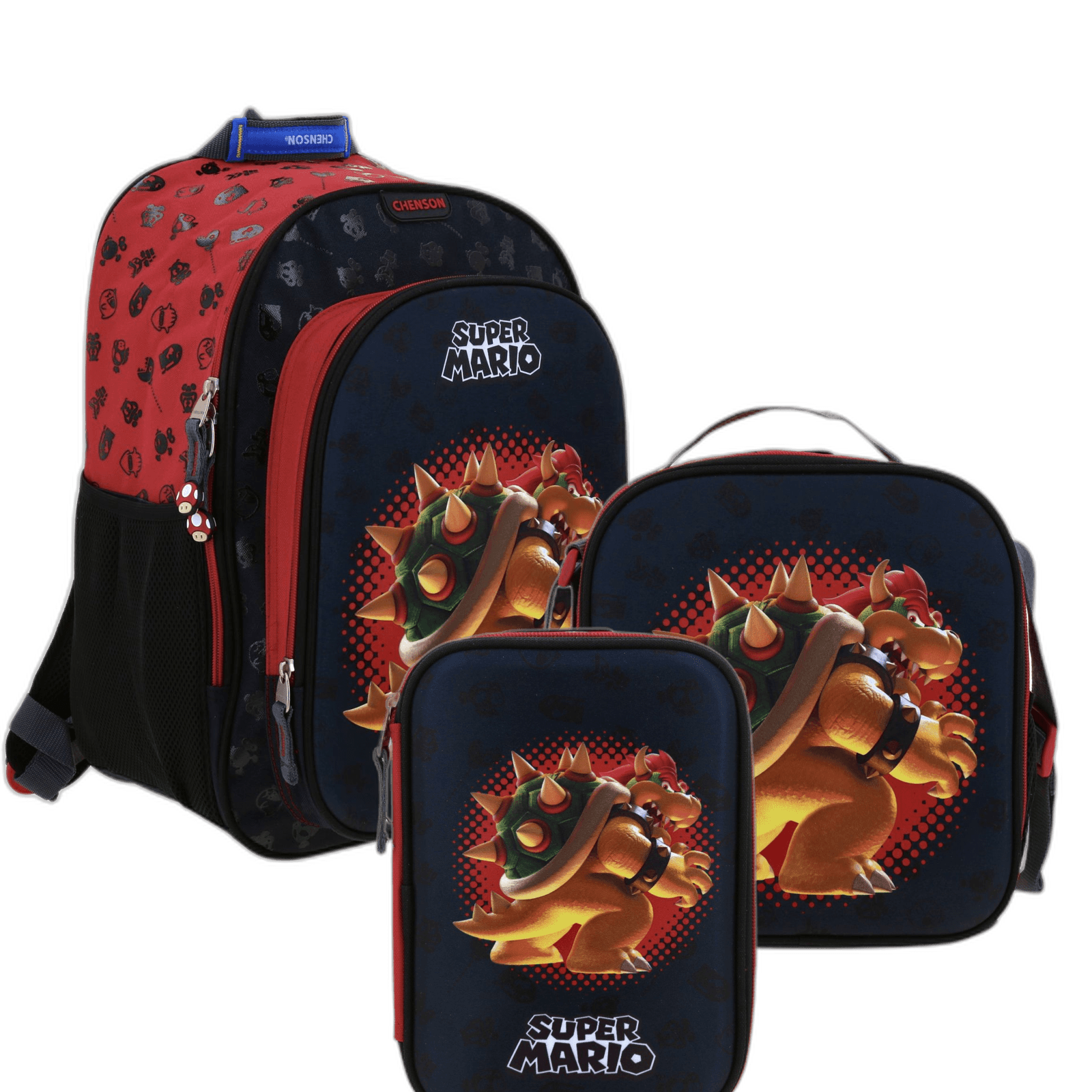 Kit Escolar Mario Bros by Chenson (Mochila + Lonchera + Lapicera) infantil, modelo MB70205-KC3