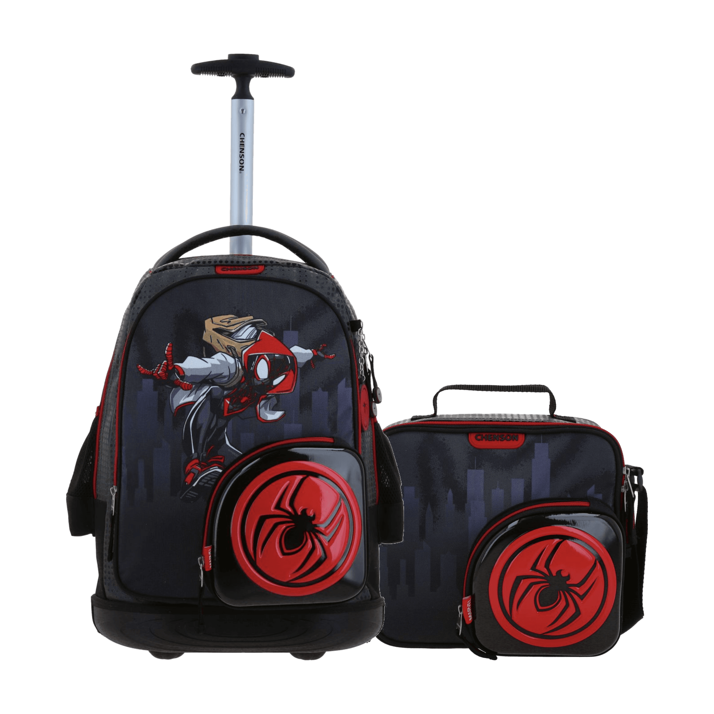 Kit Escolar Spider-Man Miles Morales by Chenson (Mochila + Lonchera) Gris Infantil, modelo MM71020-2-KB2O