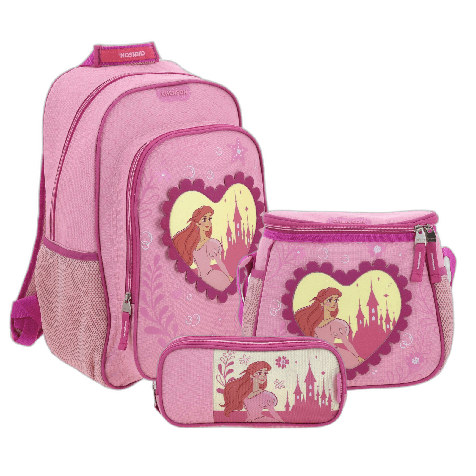 Kit Escolar Princesas by Chenson (Mochila + Lonchera + Lapicera) infantil, modelo PR70192-KC3