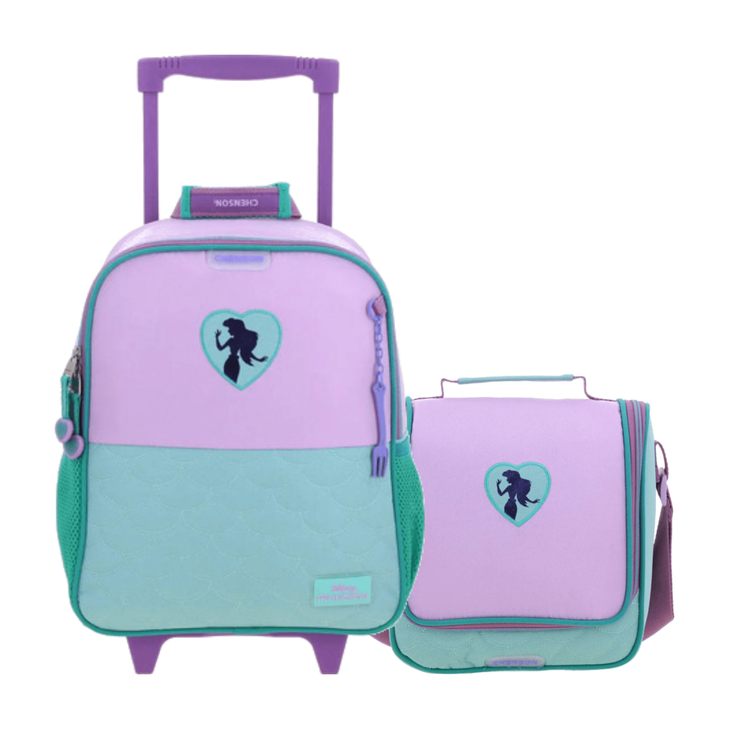 Kit Escolar Ariel La Sirenita by Chenson Mochila + Lonchera Turquesa, modelo PR70466-T-KB2O