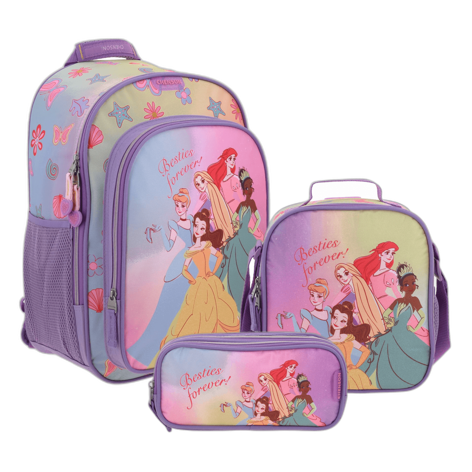 Kit Escolar Princesas by Chenson (Mochila + Lonchera + Lapicera) infantil, modelo PR70554-KC3