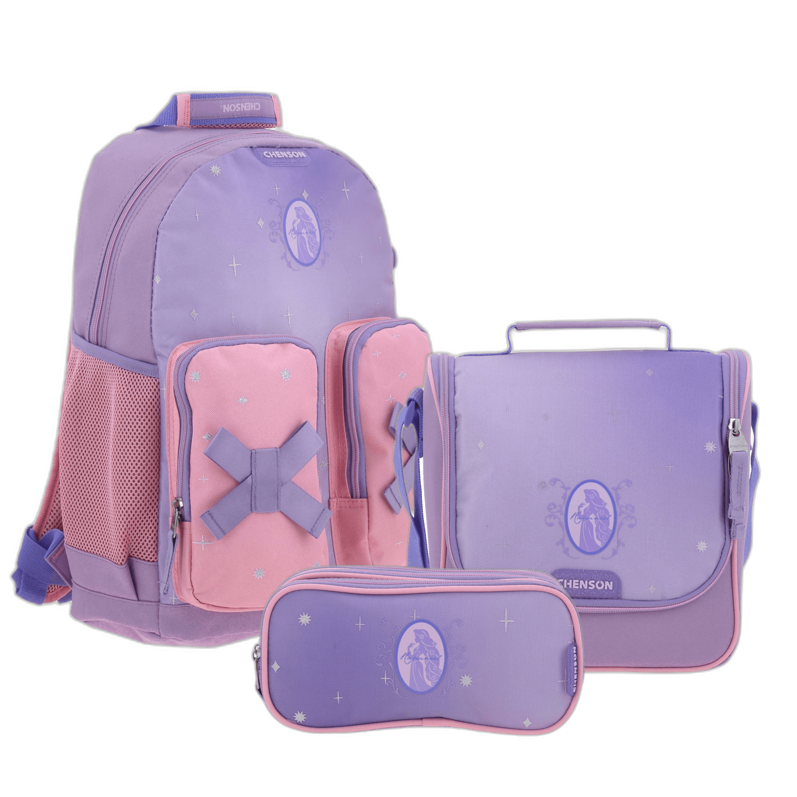 Kit Escolar Princesas by Chenson (Mochila + Lonchera + Lapicera) infantil, modelo PR70631-KC3