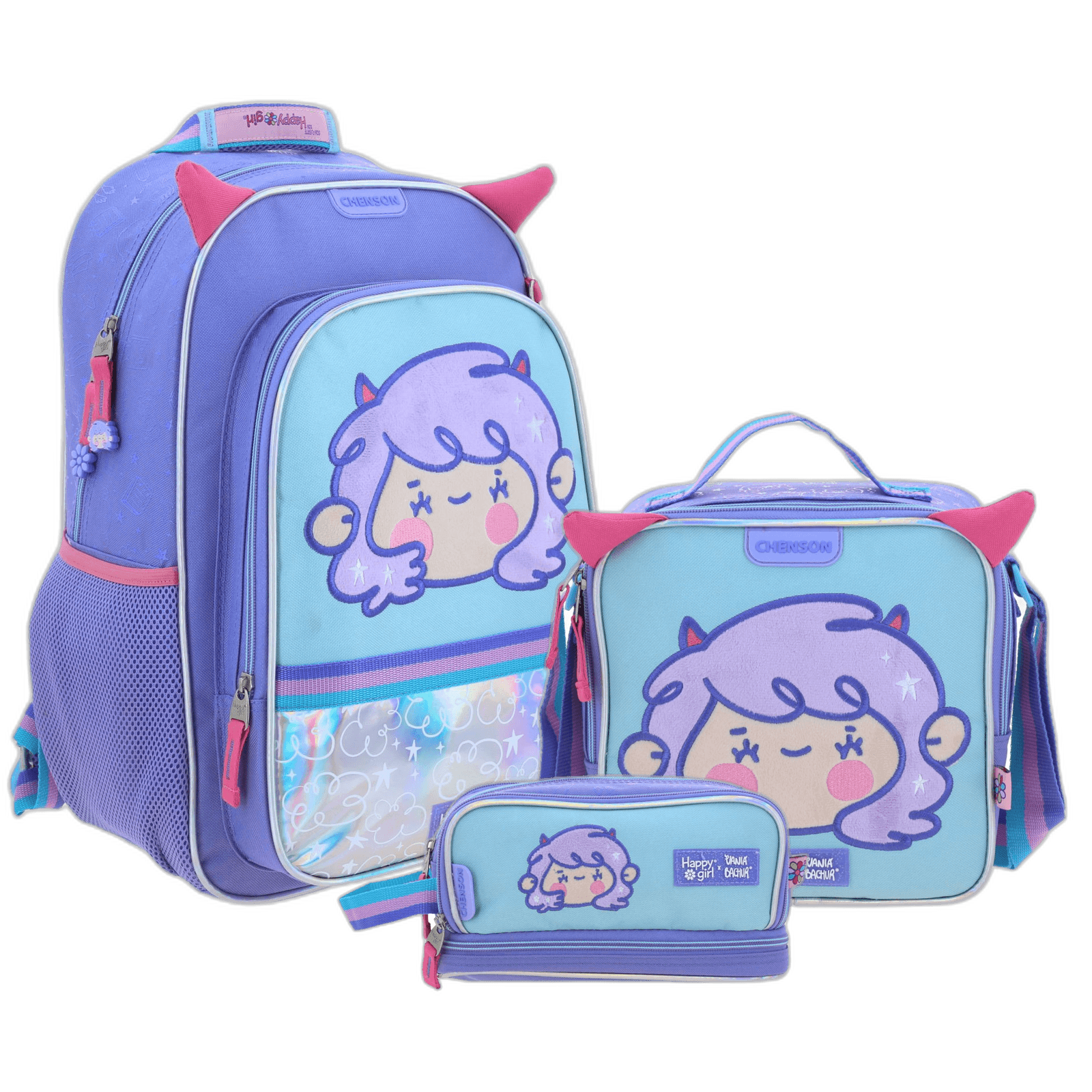 Kit Escolar Vania Bachur by Chenson (Mochila + Lonchera + Lapicera) infantil, modelo VB70468-KC3