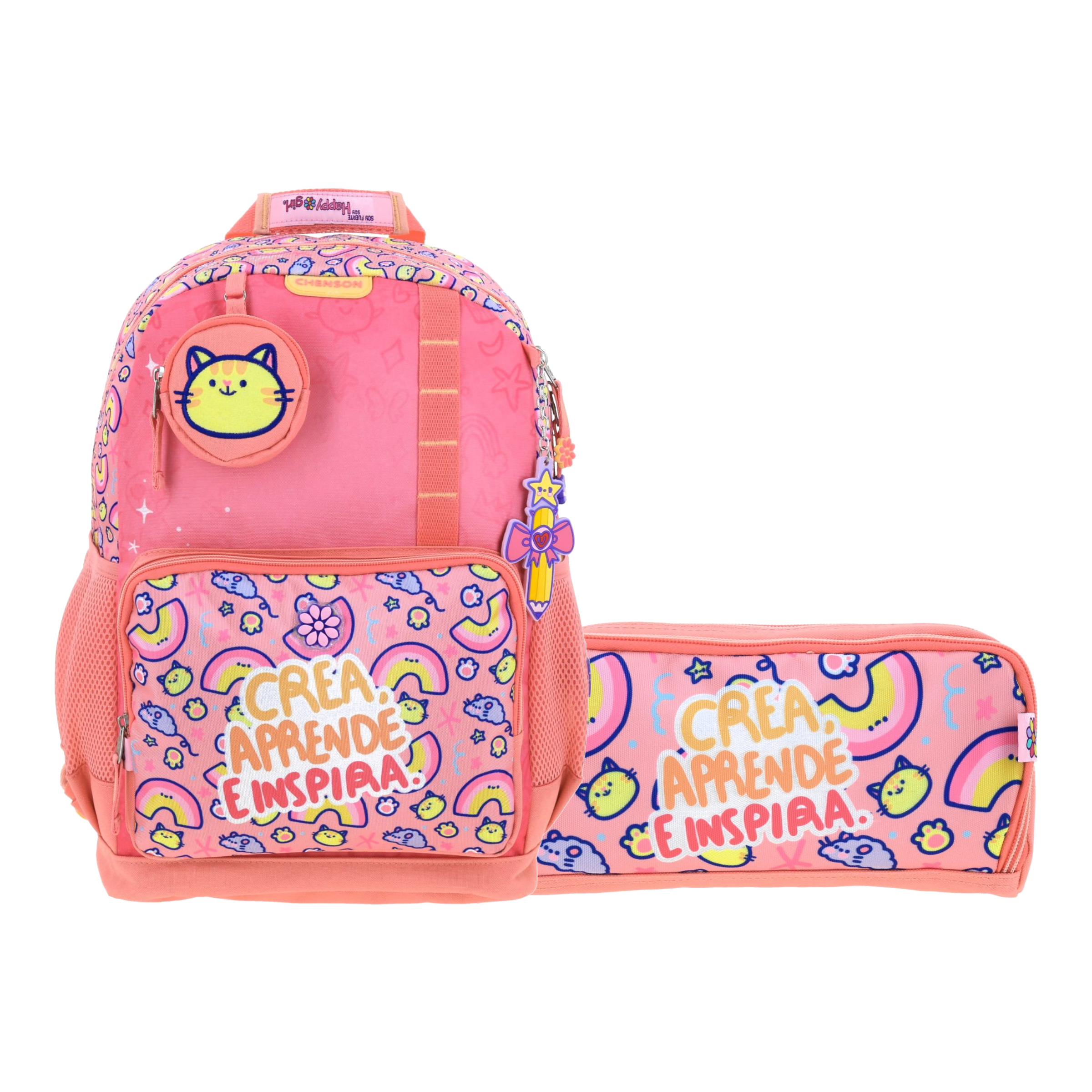 Kit Escolar Vania Bachur by Chenson (Mochila + Lapicera) Naranja Infantil, modelo VB70811-O-KC2A