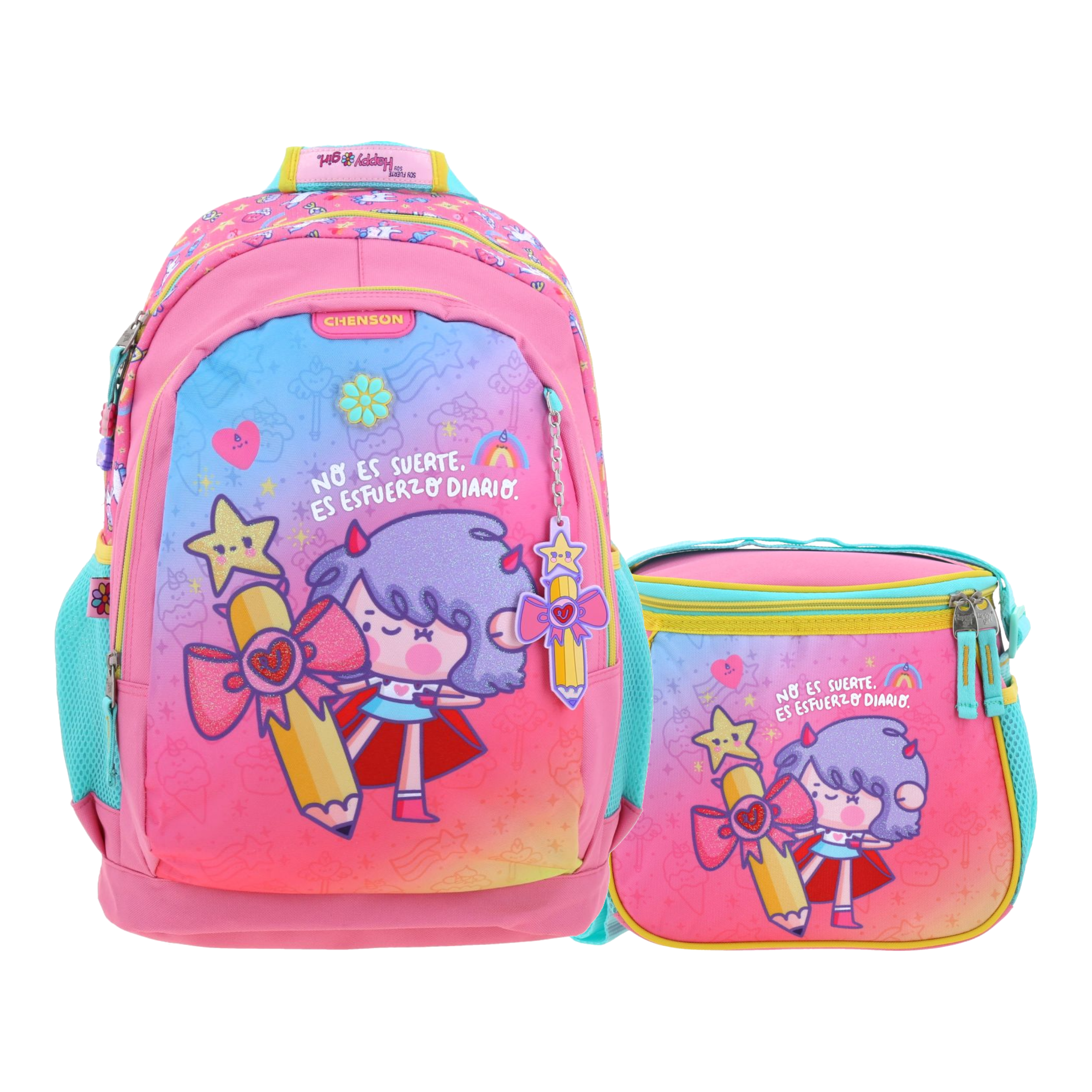 Kit Escolar Vania Bachur by Chenson (Mochila + Lonchera) Rosa Infantil, modelo VB71092-P-KC2O