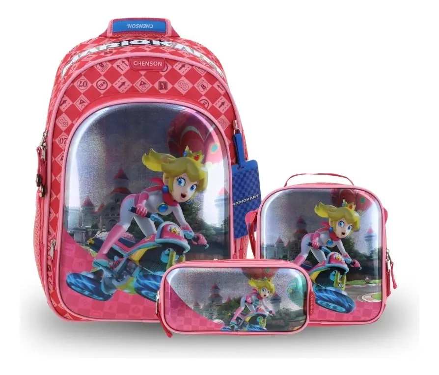 Kit Escolar Mario Bros by Chenson (Mochila + Lonchera + Lapicera) infantil, modelo MB66275-KC3