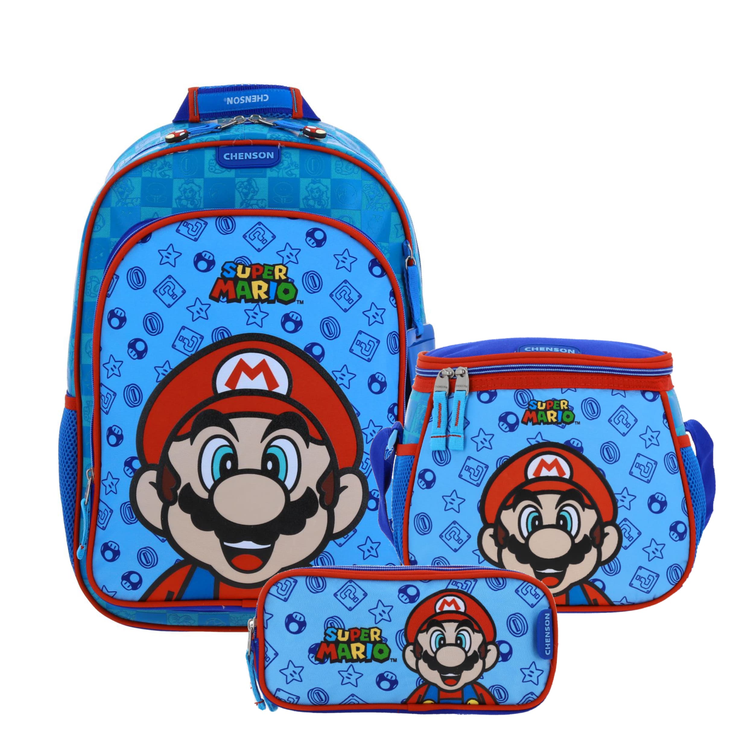 Kit Escolar Mario Bros by Chenson (Mochila + Lonchera + Lapicera) infantil, modelo MB66127-KC3